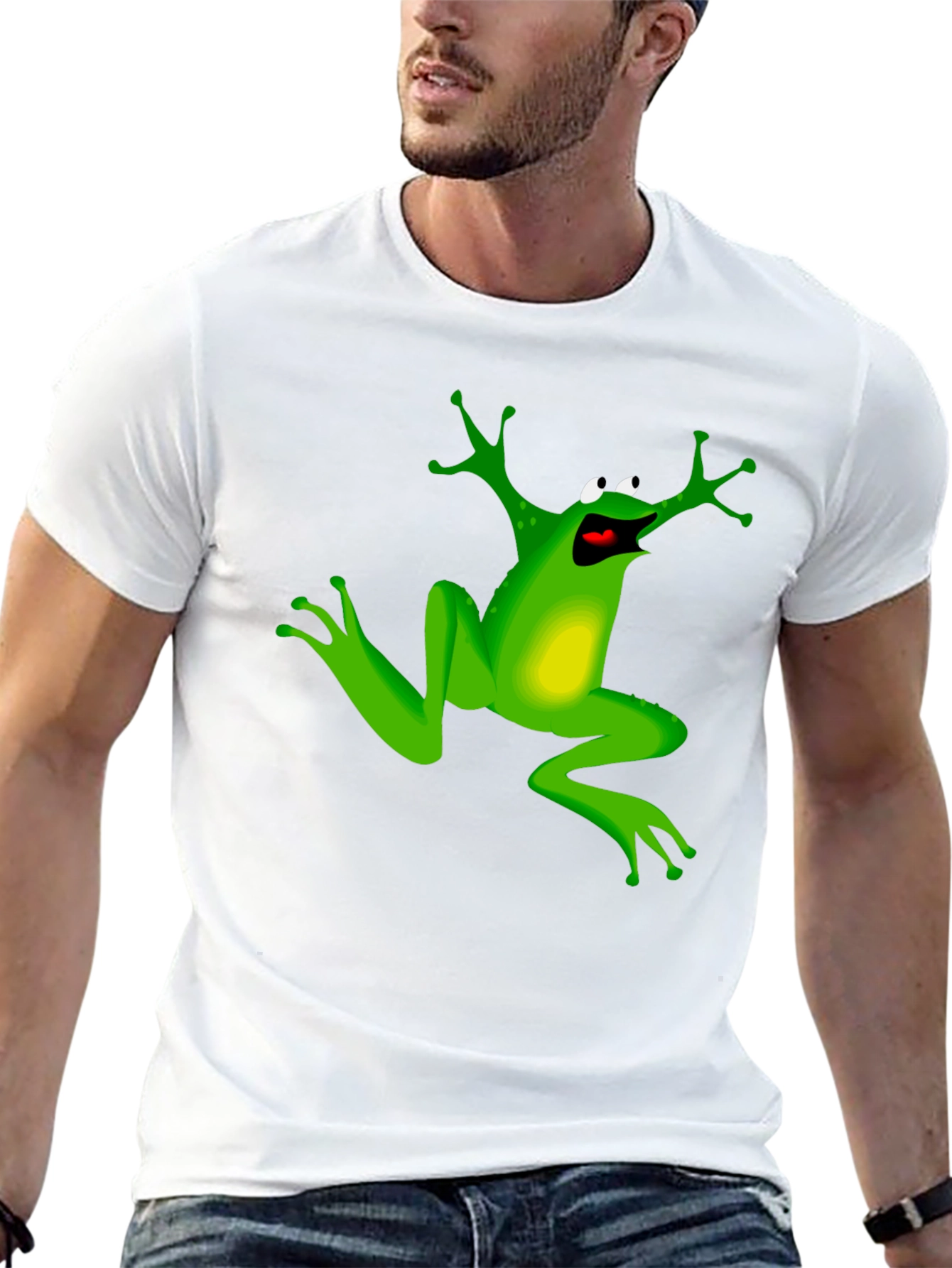 Frog Cartoon Graphic Print Black T-Shirt