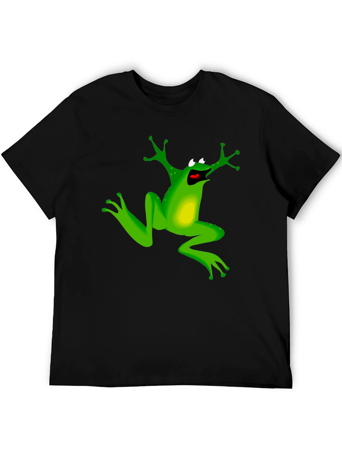 Frog Cartoon Graphic Print Black T-Shirt