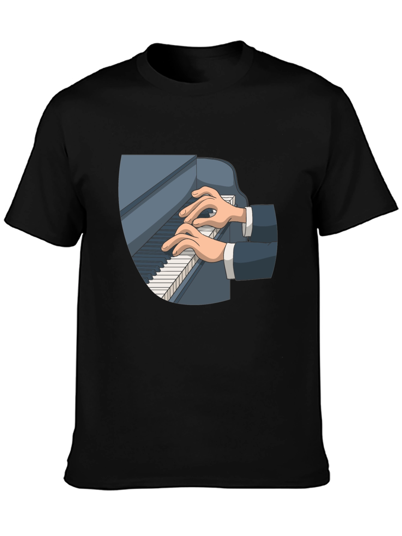 Piano Player Graphic Tee - Classic Black Cotton T-Shirt