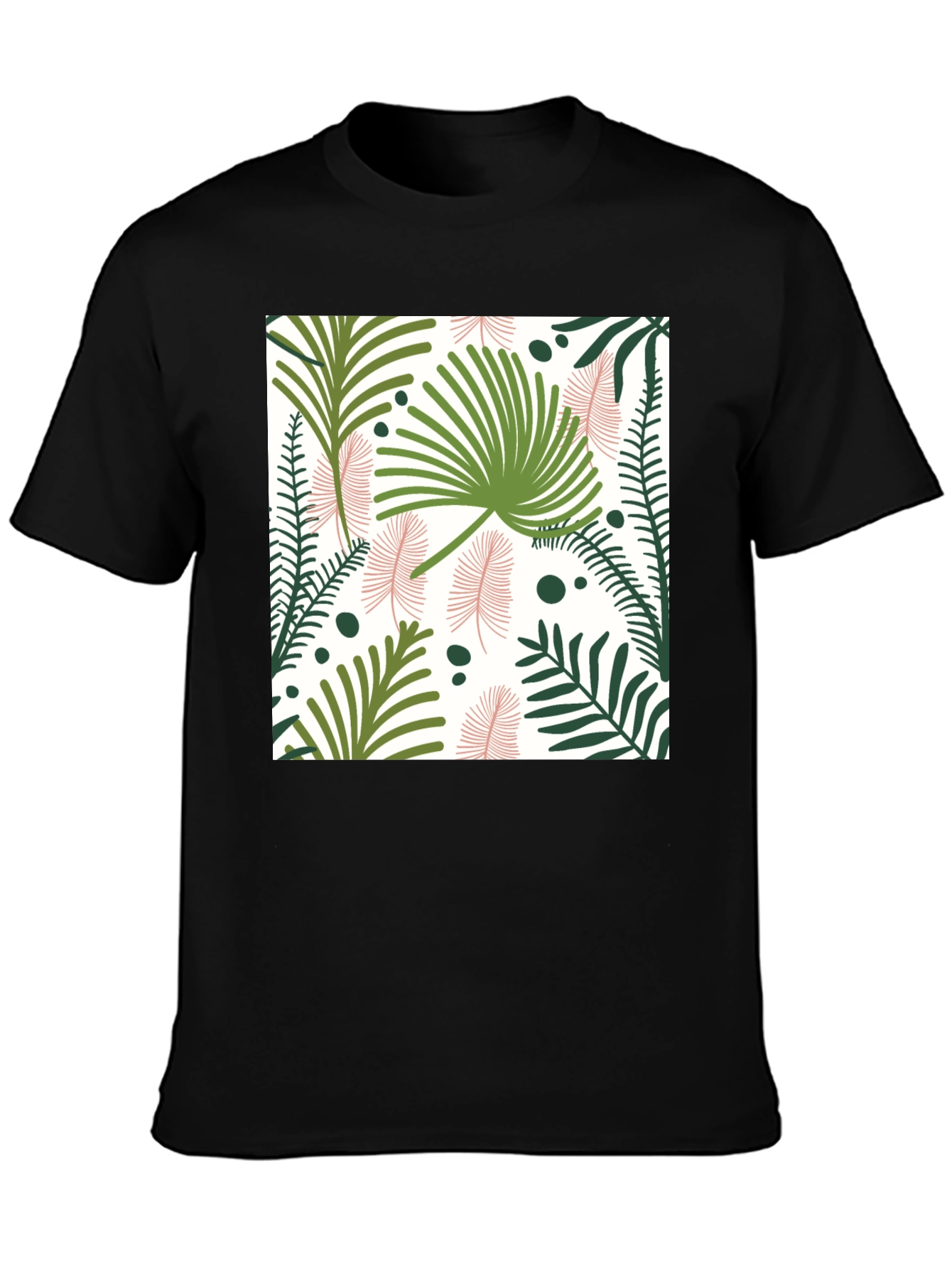 Tropical Print Black T-Shirt
