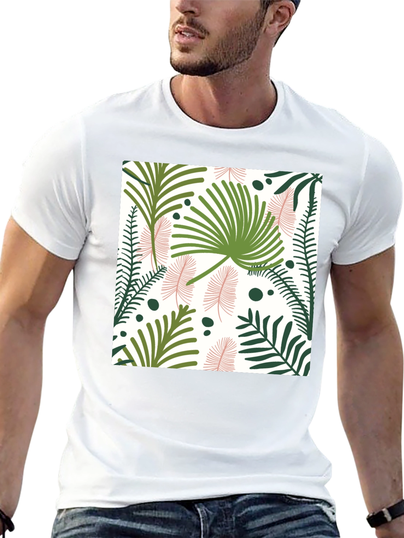 Tropical Print Black T-Shirt