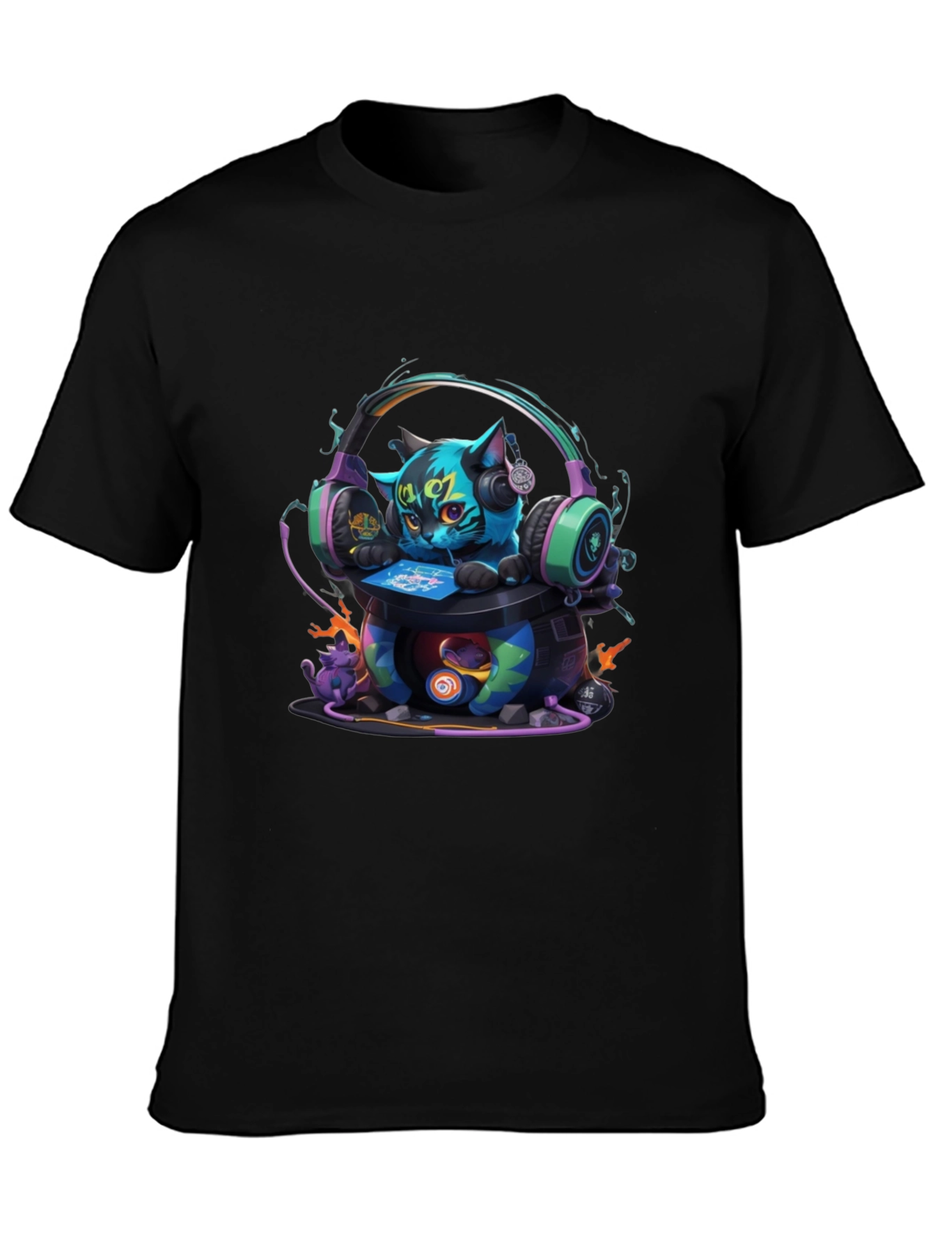Gamer Cat Graphic T-Shirt - Cool Headphone Design