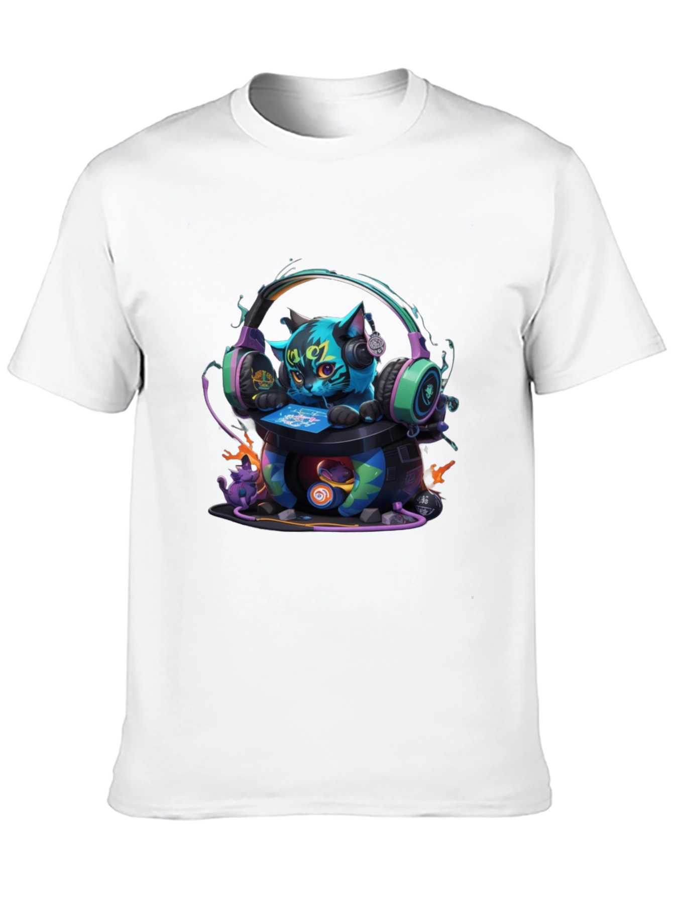 Gamer Cat Graphic T-Shirt - Cool Headphone Design