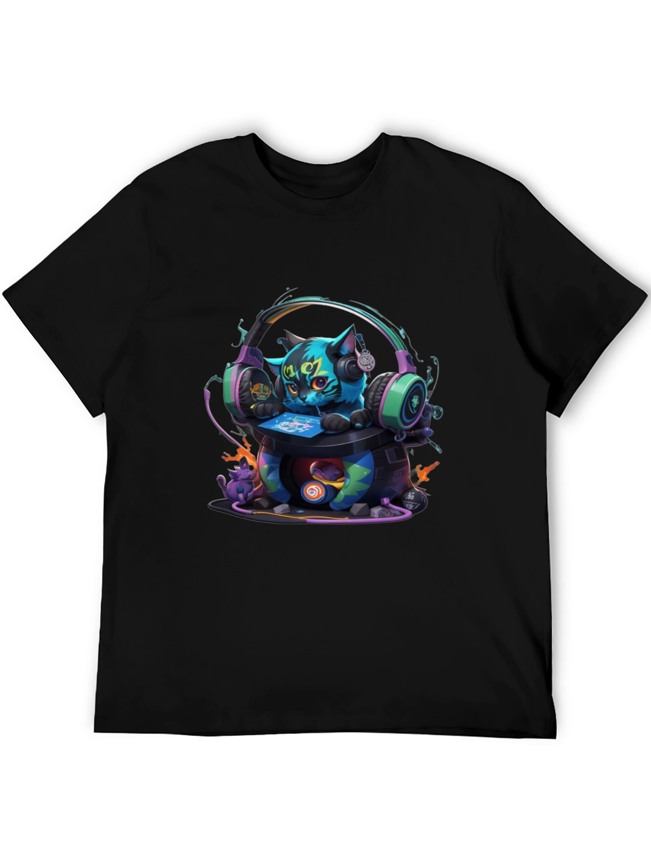 Gamer Cat Graphic T-Shirt - Cool Headphone Design
