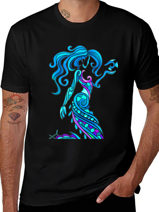 Aquarius Zodiac Art Black T-Shirt