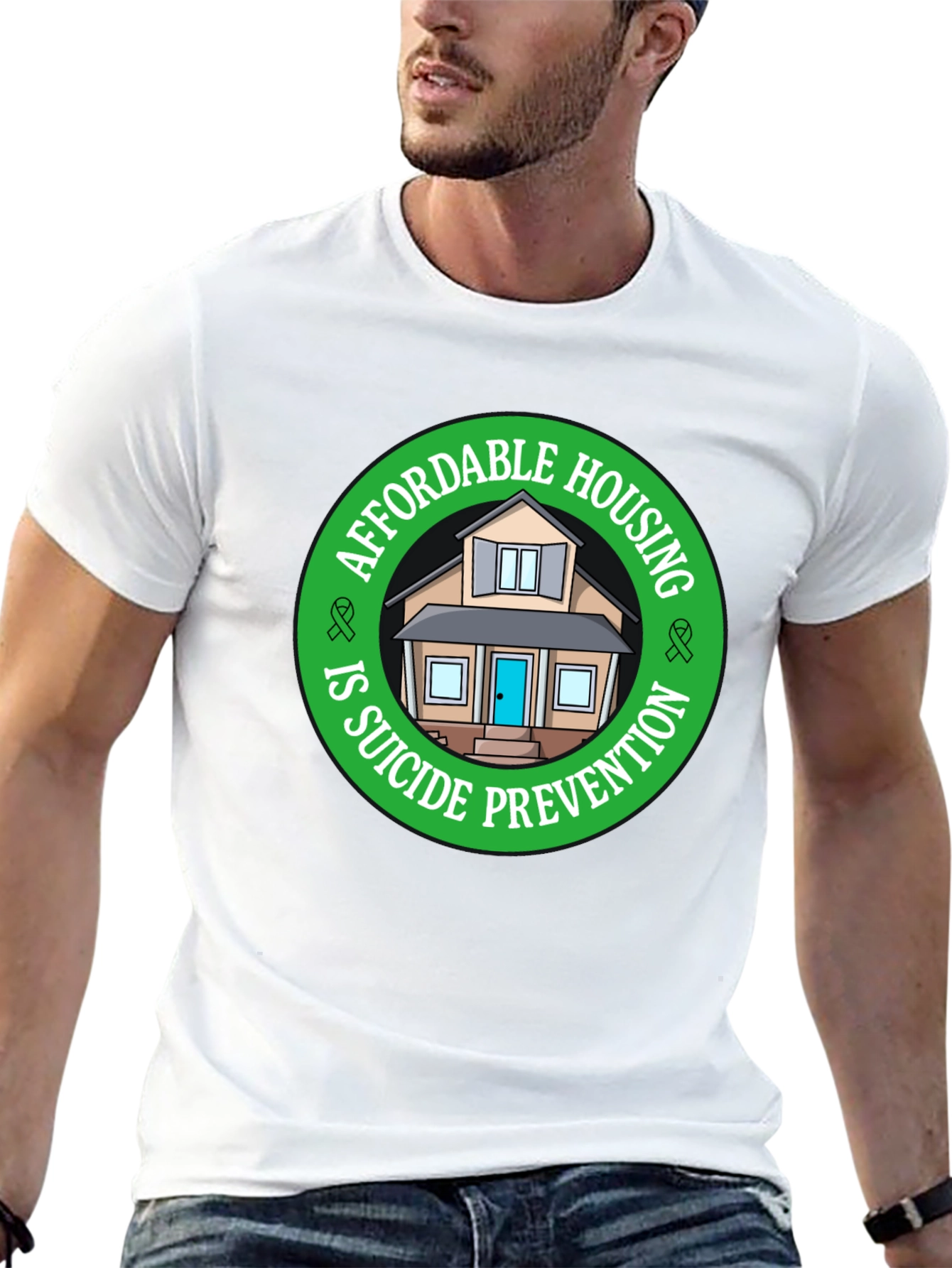Affordable Housing Suicide Prevention Black T-Shirt