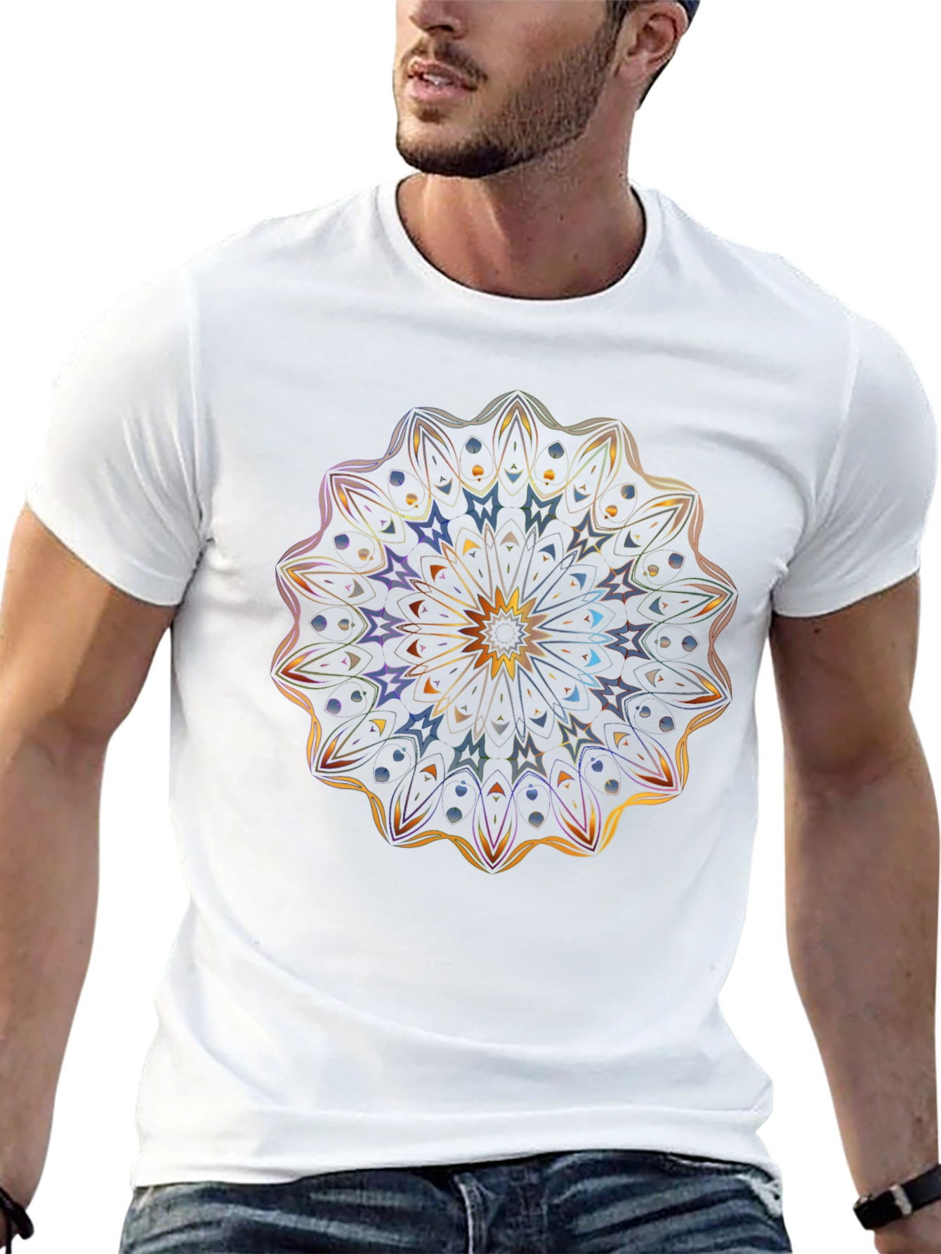 Abstract Mandala Graphic Mens Black T-Shirt