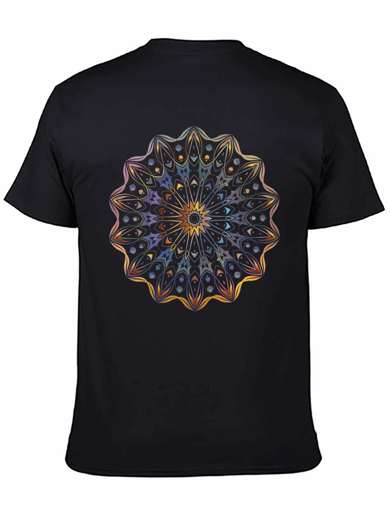 Abstract Mandala Graphic Mens Black T-Shirt