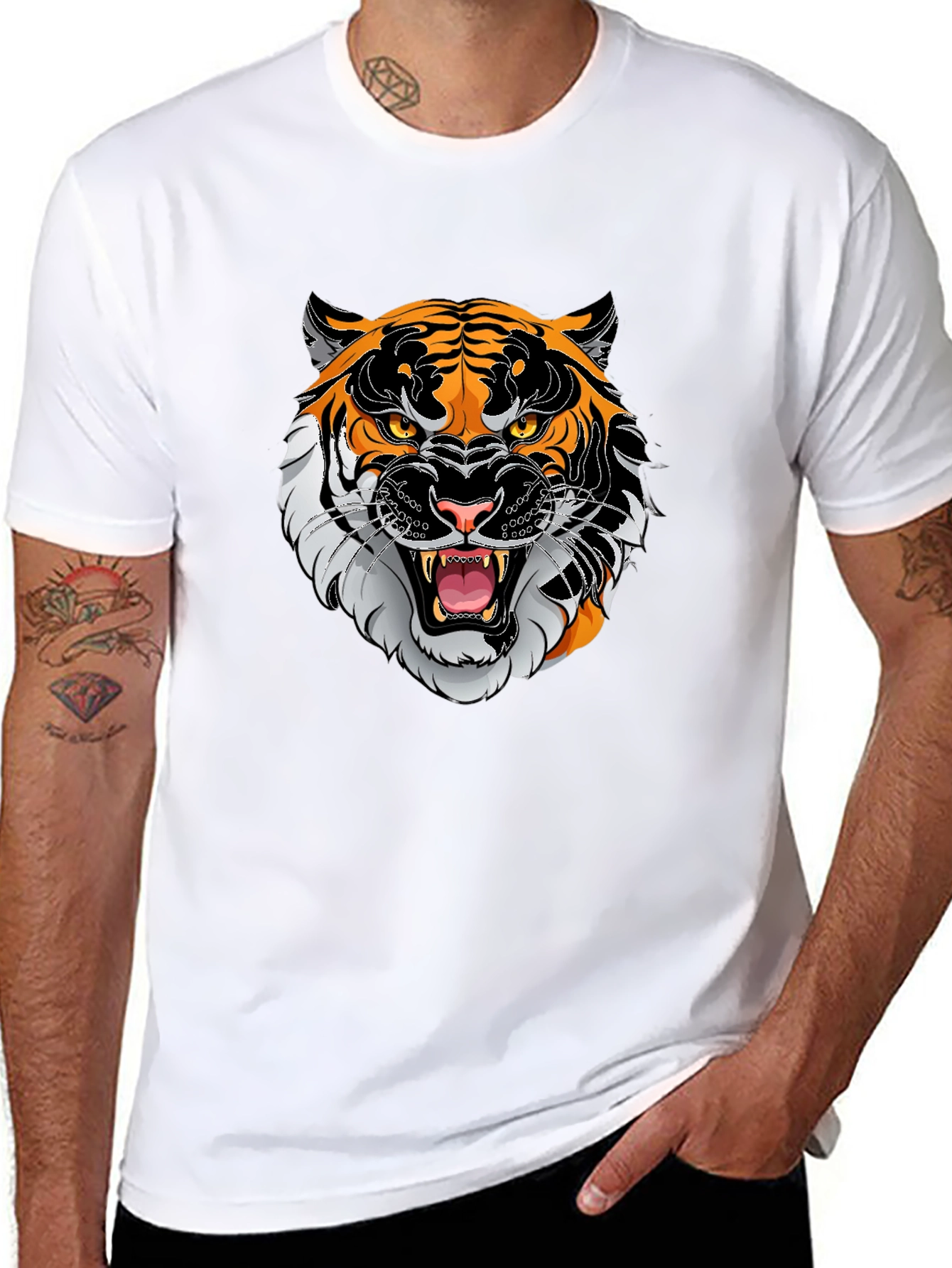 Tiger Graphic Print Black T-Shirt