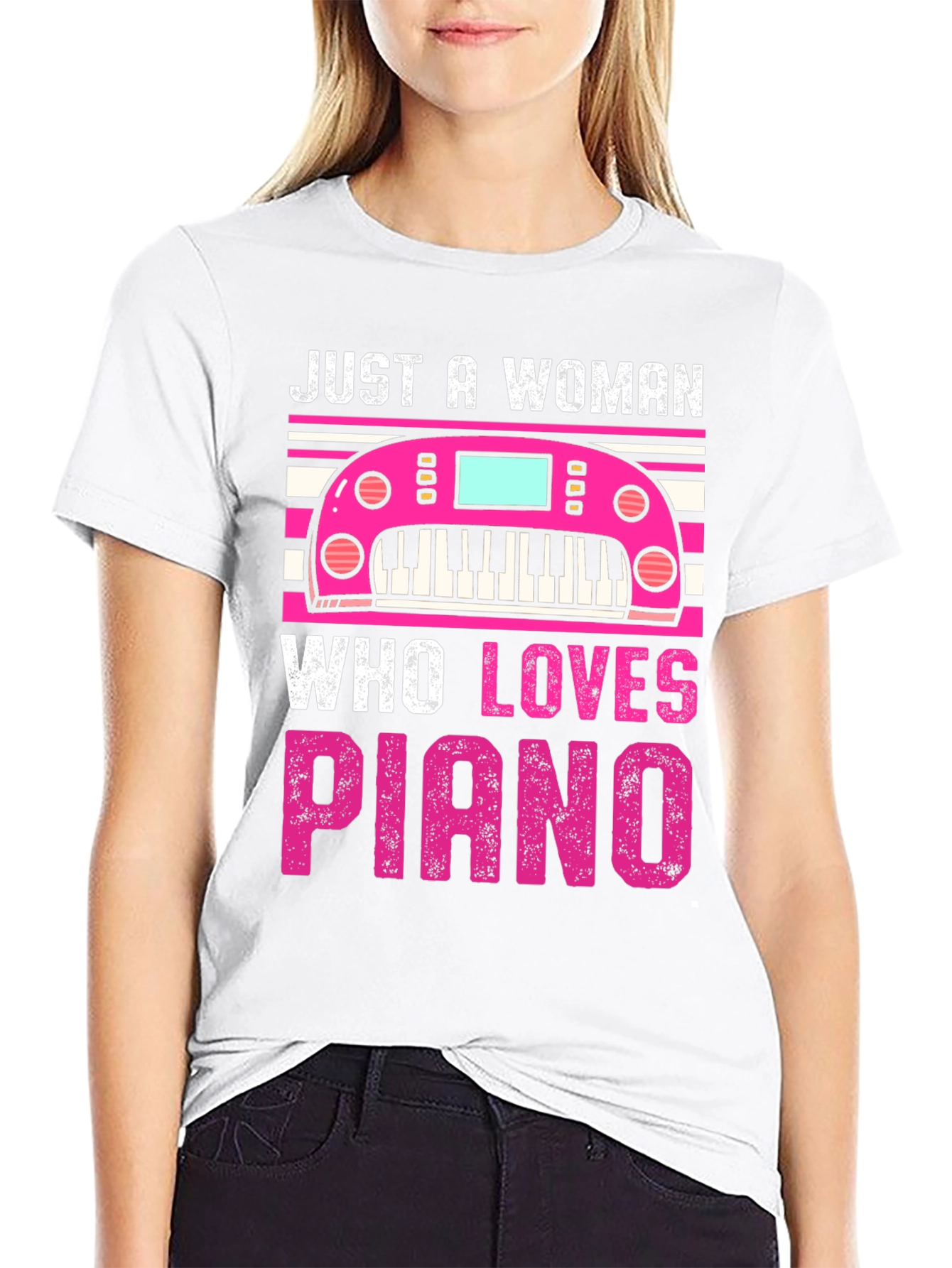 Just a Woman Who Loves Piano T-Shirt