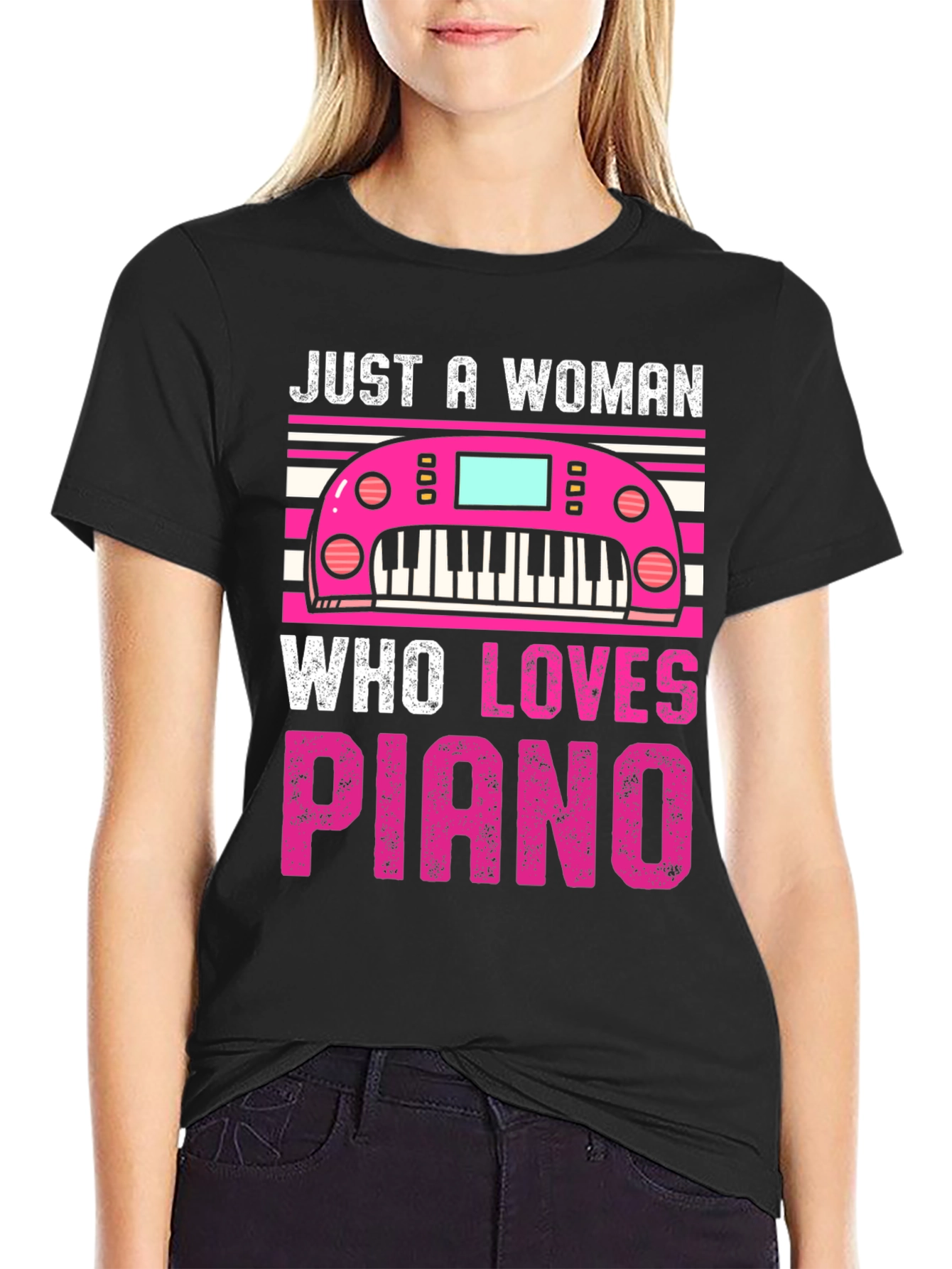 Just a Woman Who Loves Piano T-Shirt