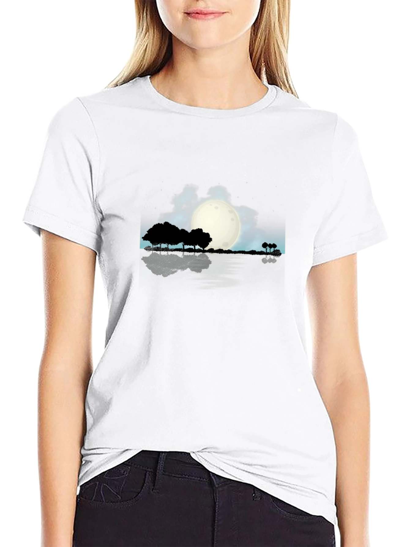 Moonlit Nightscape Graphic Tee - Soft Cotton Comfort