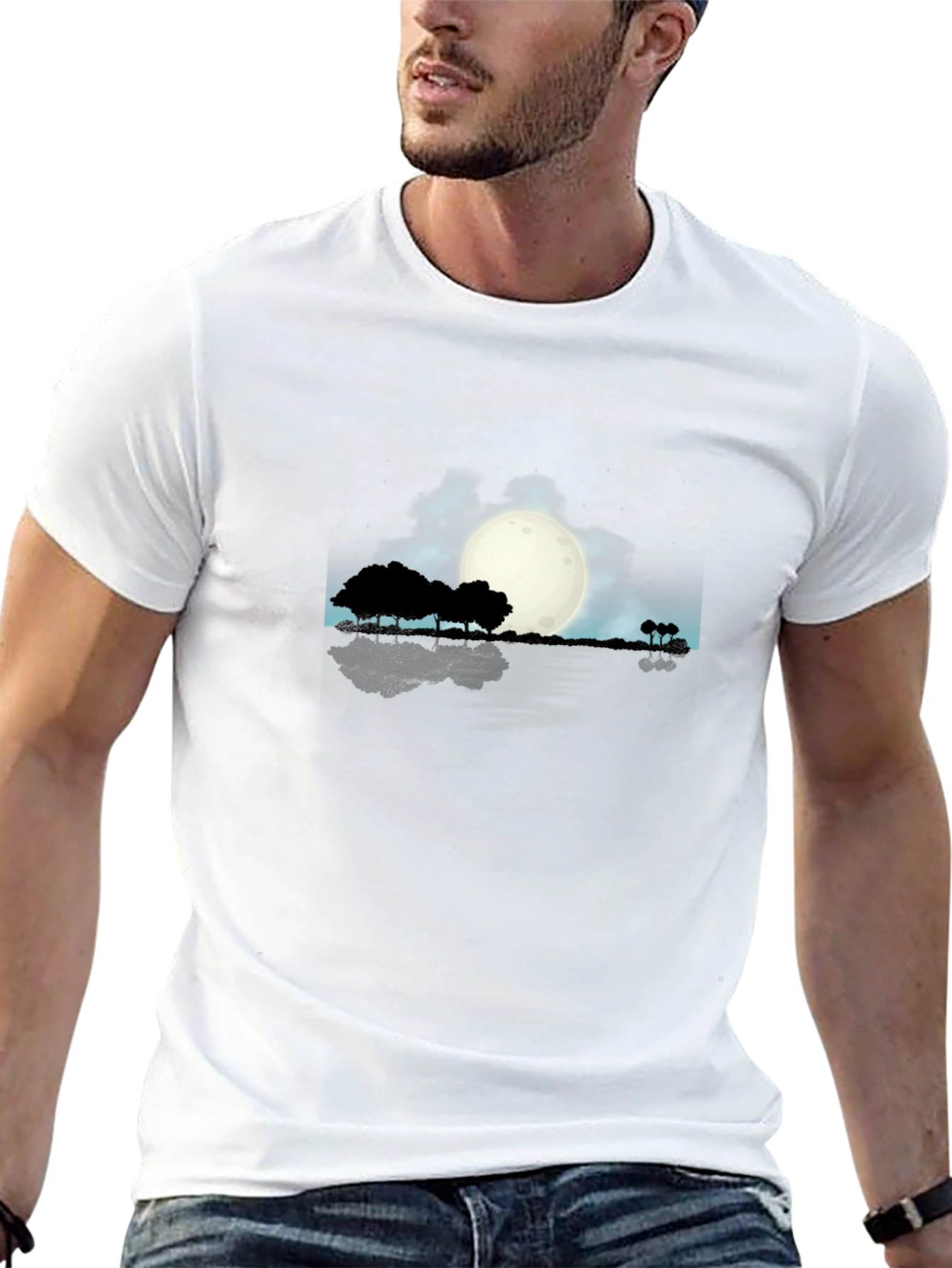 Moonlit Nightscape Graphic Tee - Soft Cotton Comfort