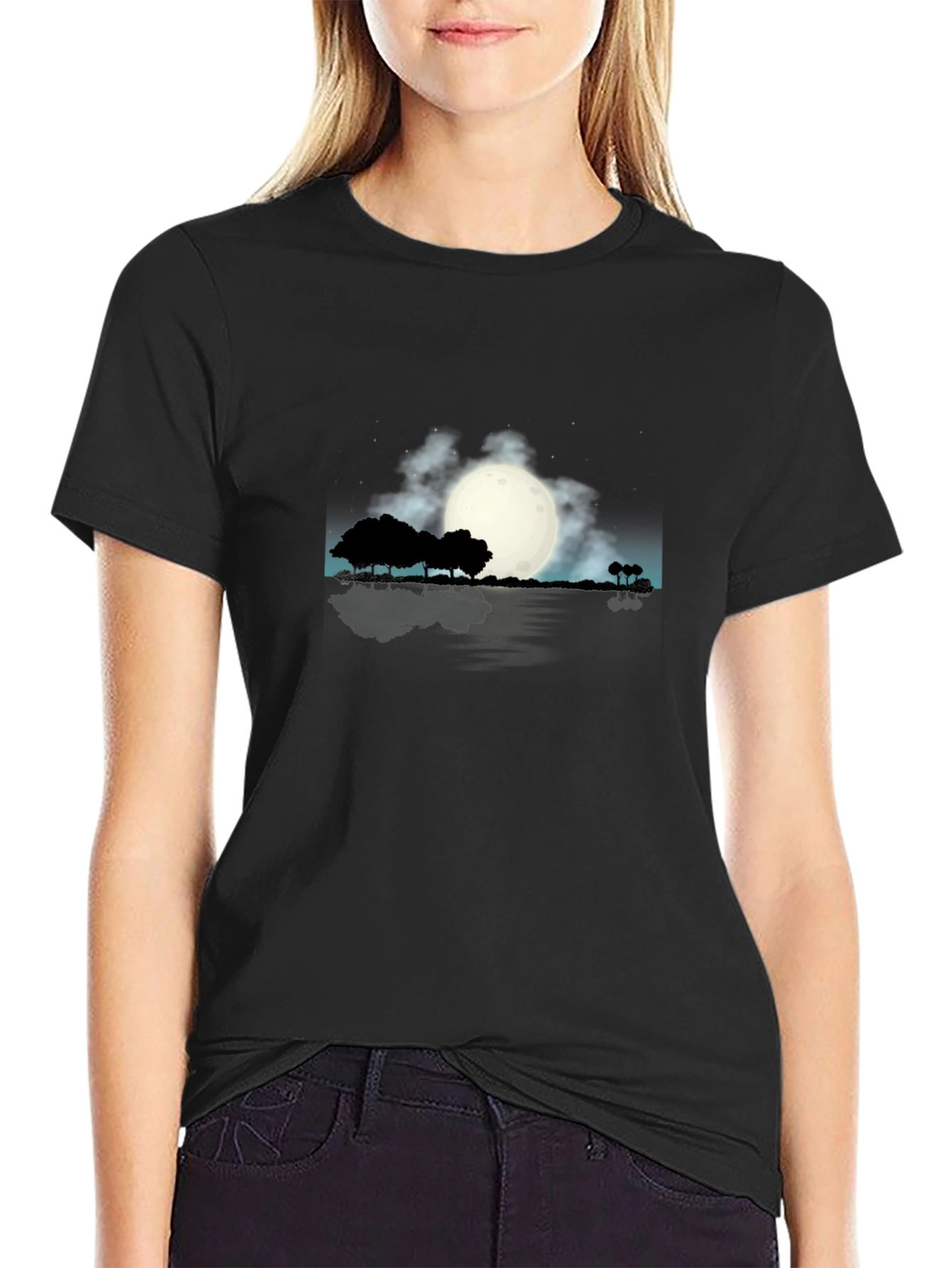 Moonlit Nightscape Graphic Tee - Soft Cotton Comfort