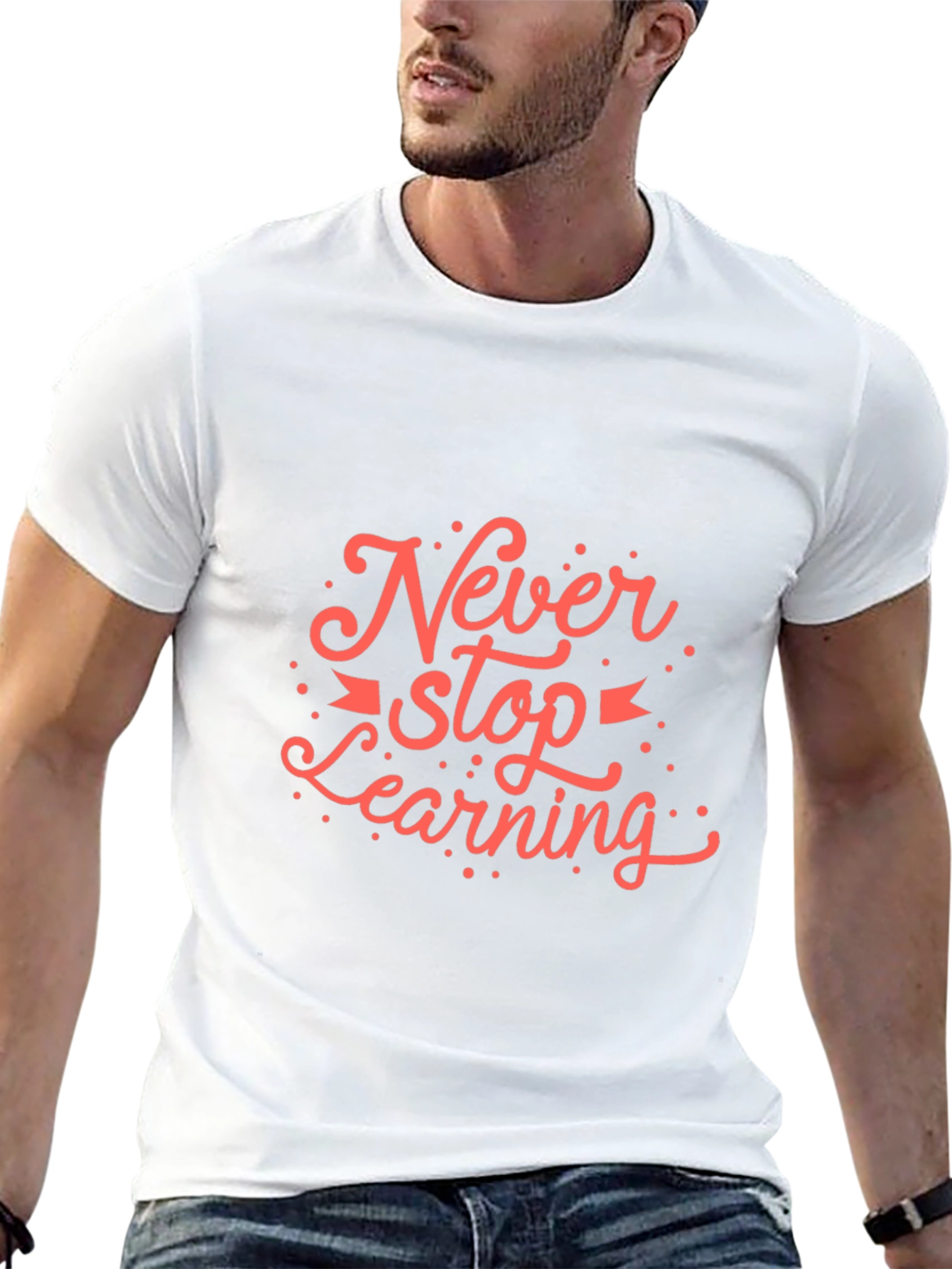 Never Stop Learning Graphic T-Shirt - Black