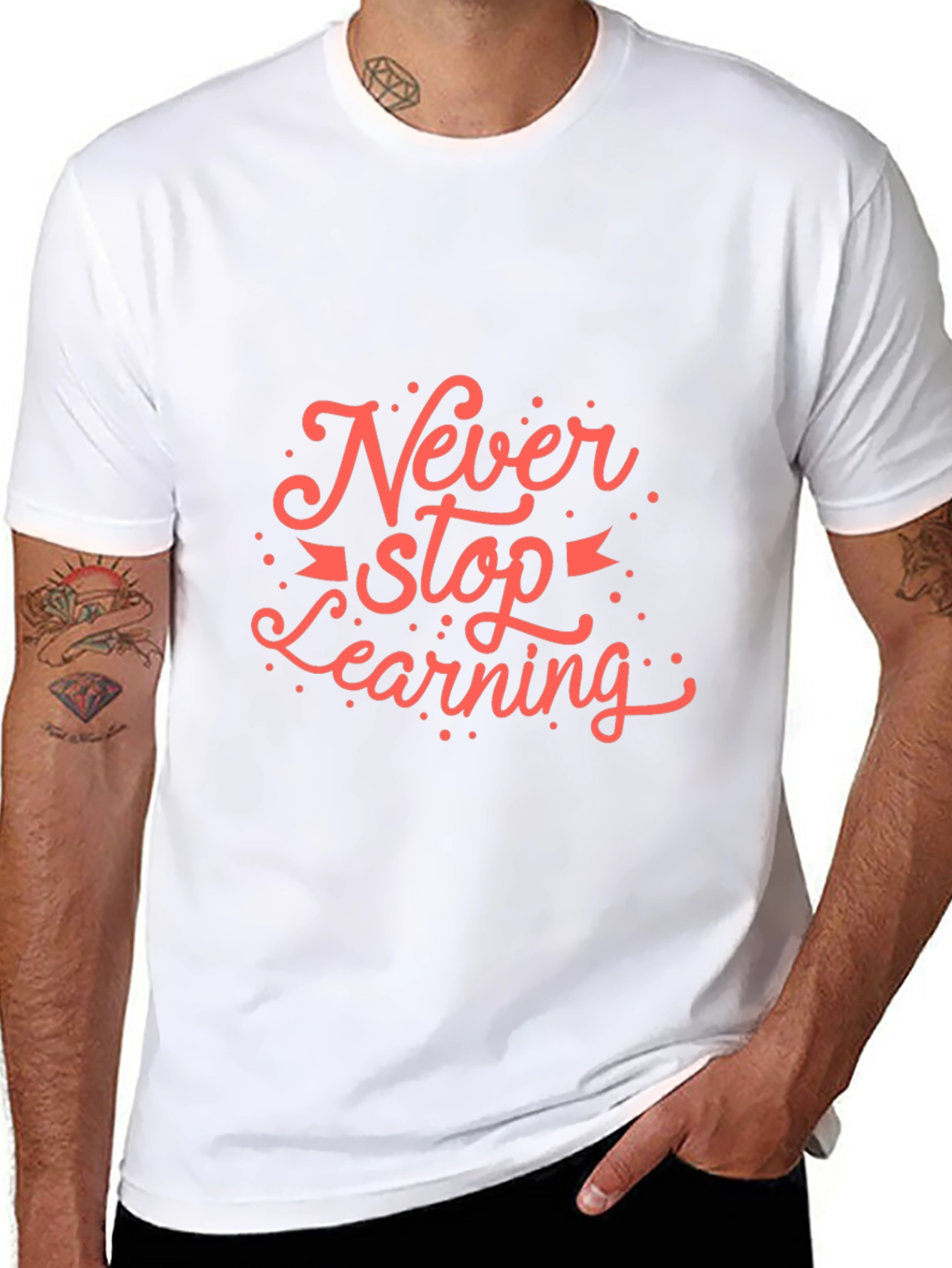 Never Stop Learning Graphic T-Shirt - Black