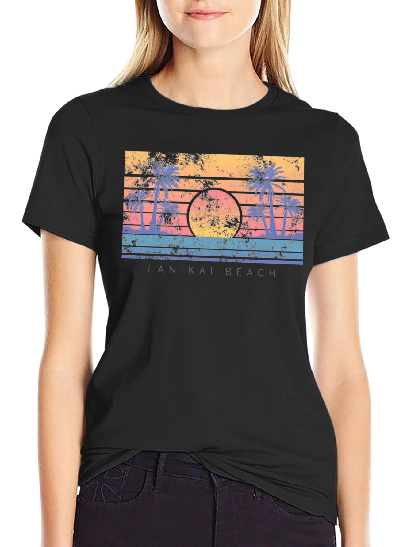 Lanikai Beach Retro Sunset T-Shirt