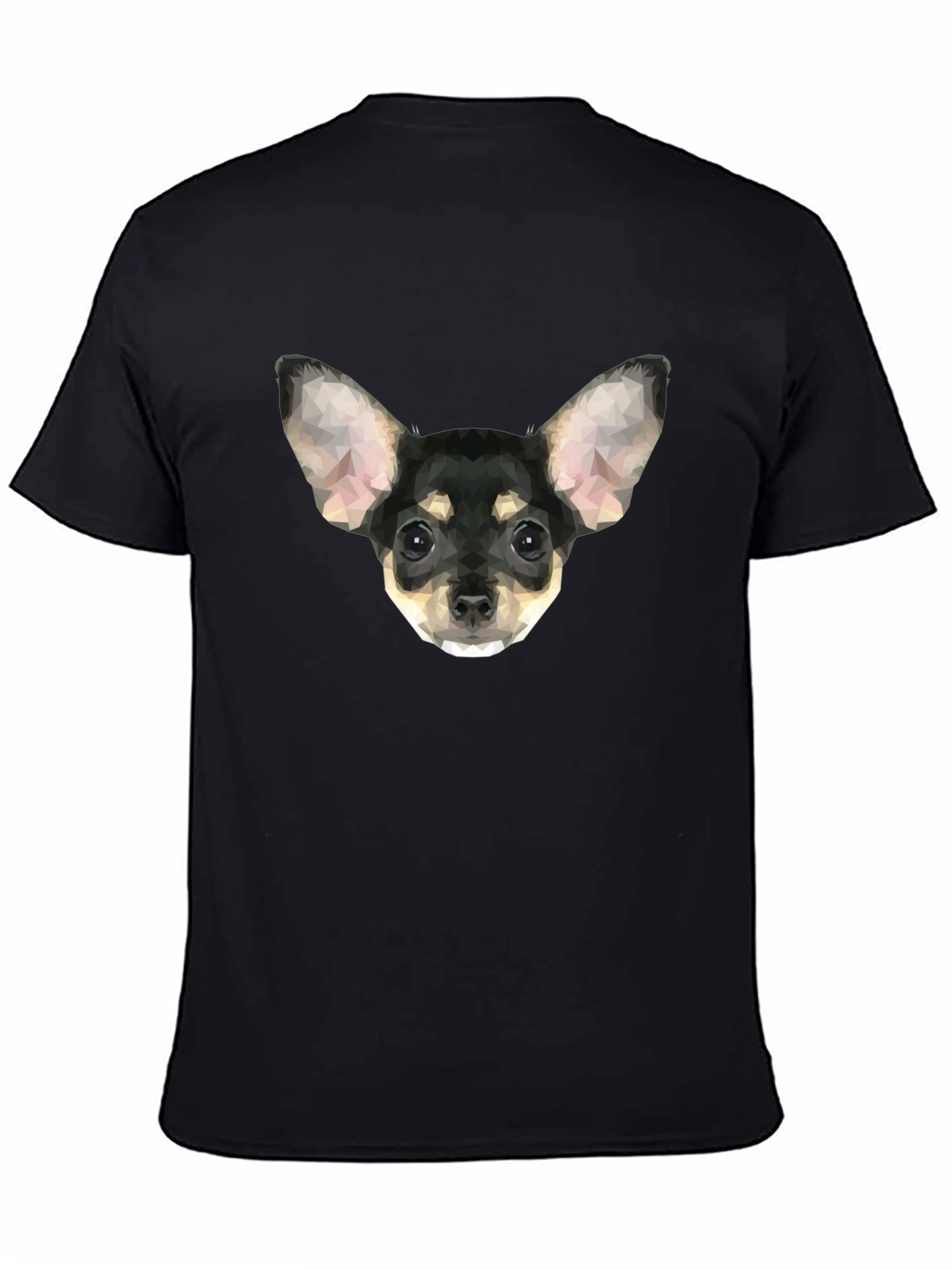 Geometric Chihuahua Graphic T-Shirt - Black