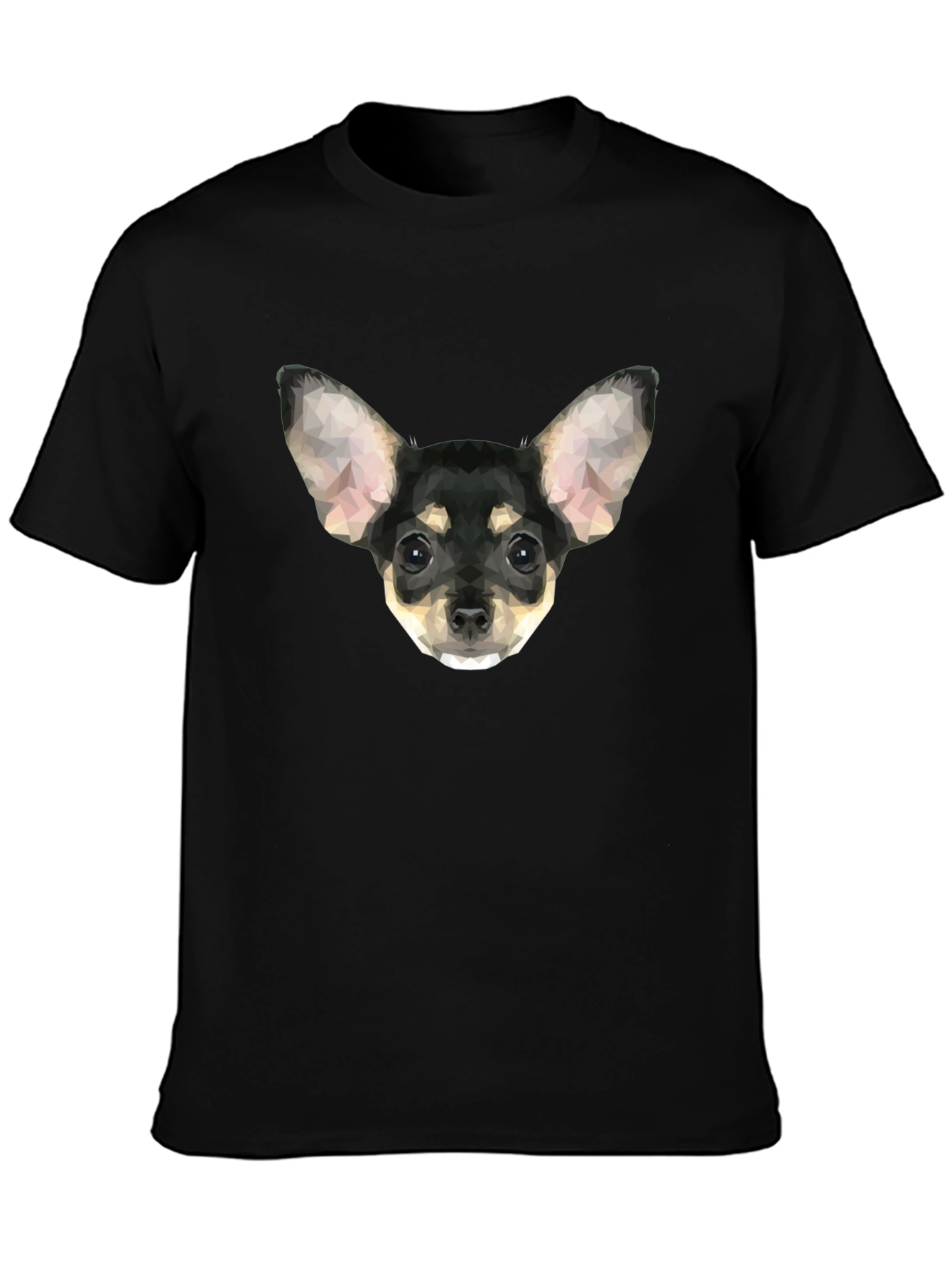 Geometric Chihuahua Graphic T-Shirt - Black