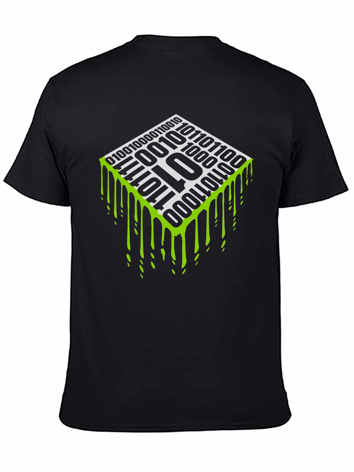 Binary Code Drip Graphic Tee - Black