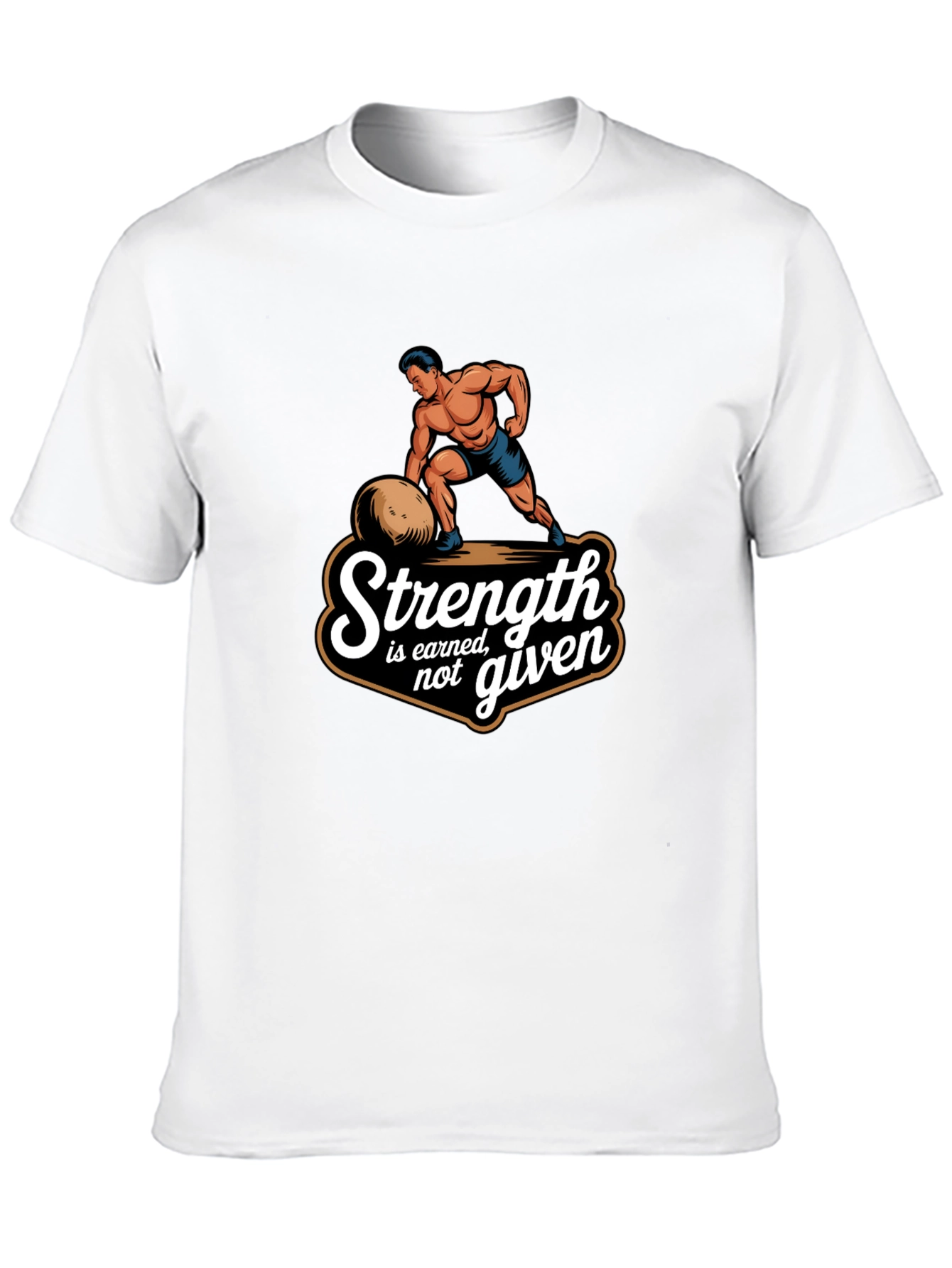 Strength Earned Graphic Tee - Bodybuilder Design Black T-Shirt
