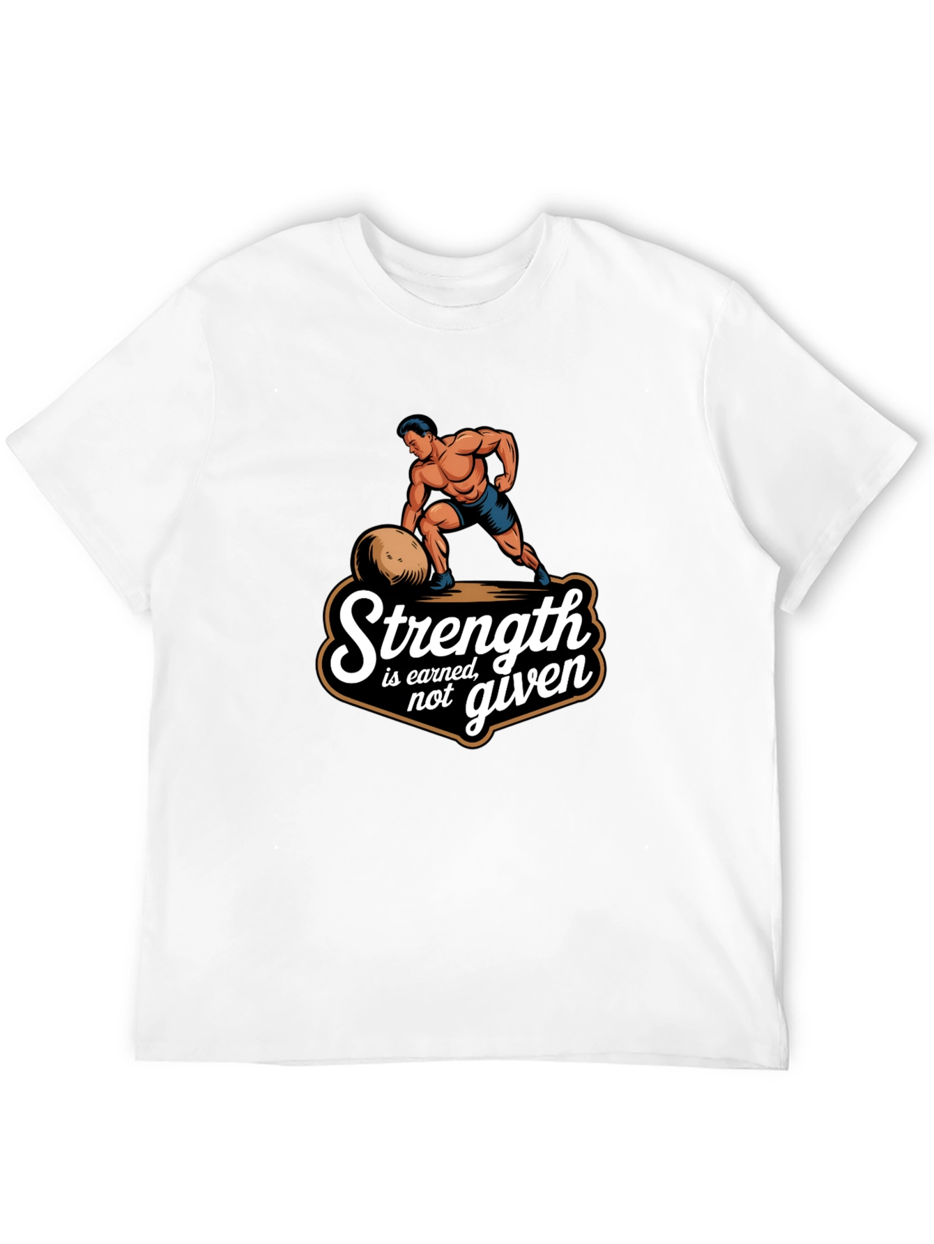 Strength Earned Graphic Tee - Bodybuilder Design Black T-Shirt