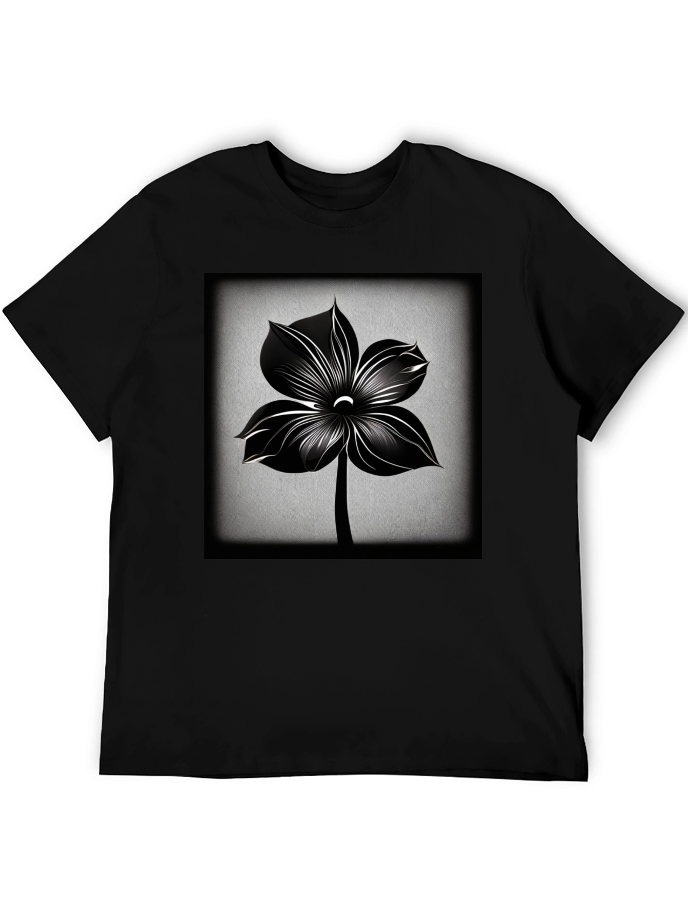Black Flower Graphic Tee - Stylish Mens T-Shirt