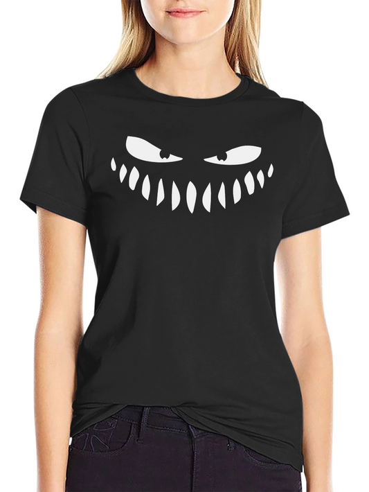 Monster Smile Graphic Tee - Black Cotton Blend Shirt