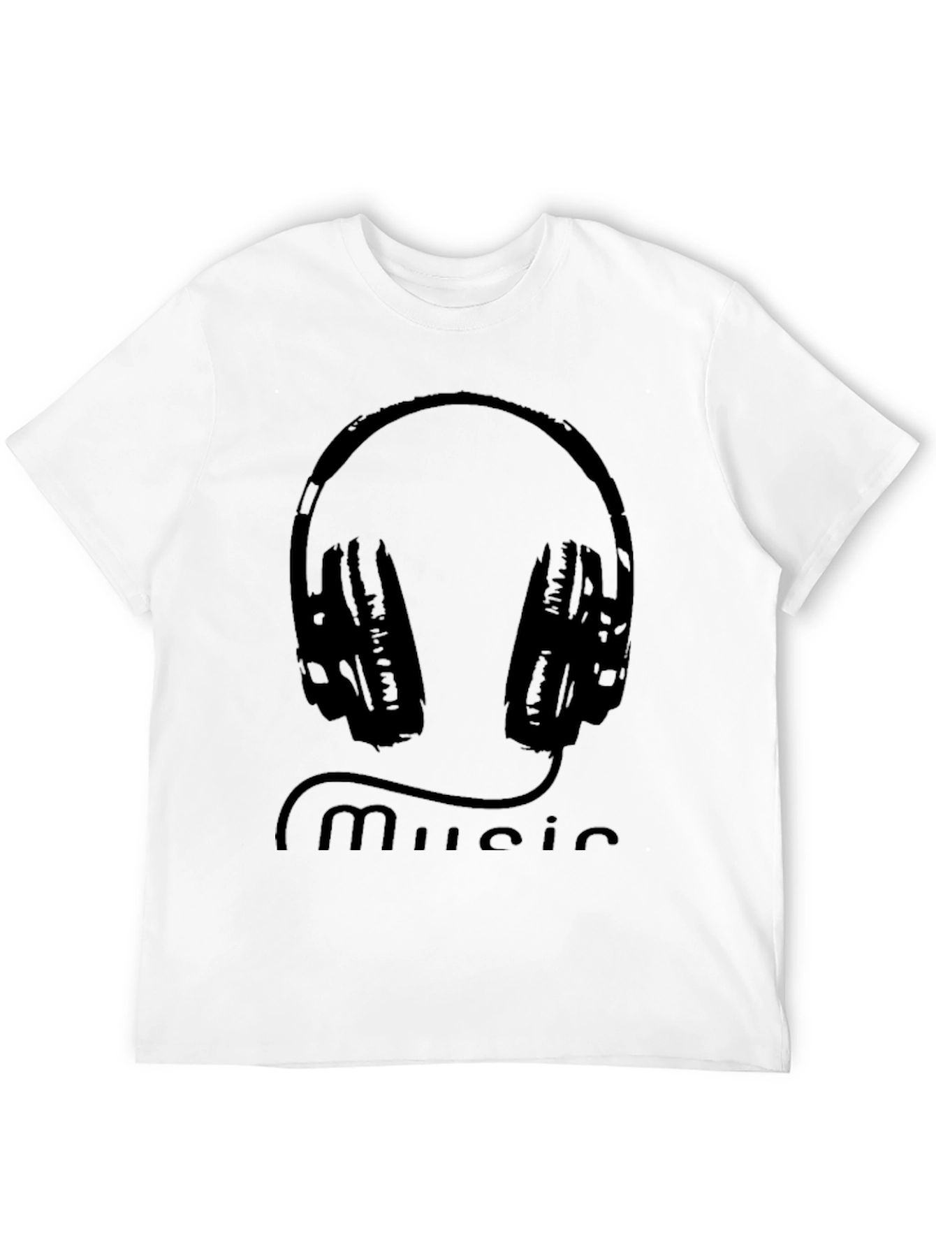 Music Lovers Black Tee with Headphone Graphic