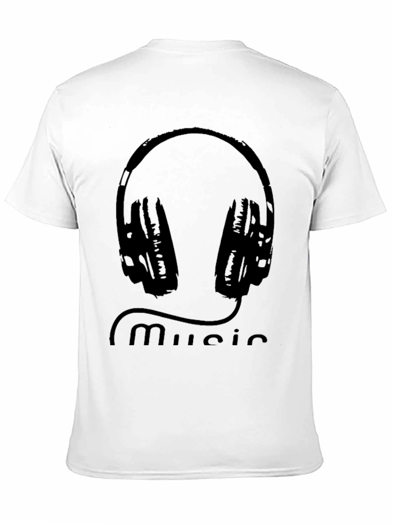 Music Lovers Black Tee with Headphone Graphic
