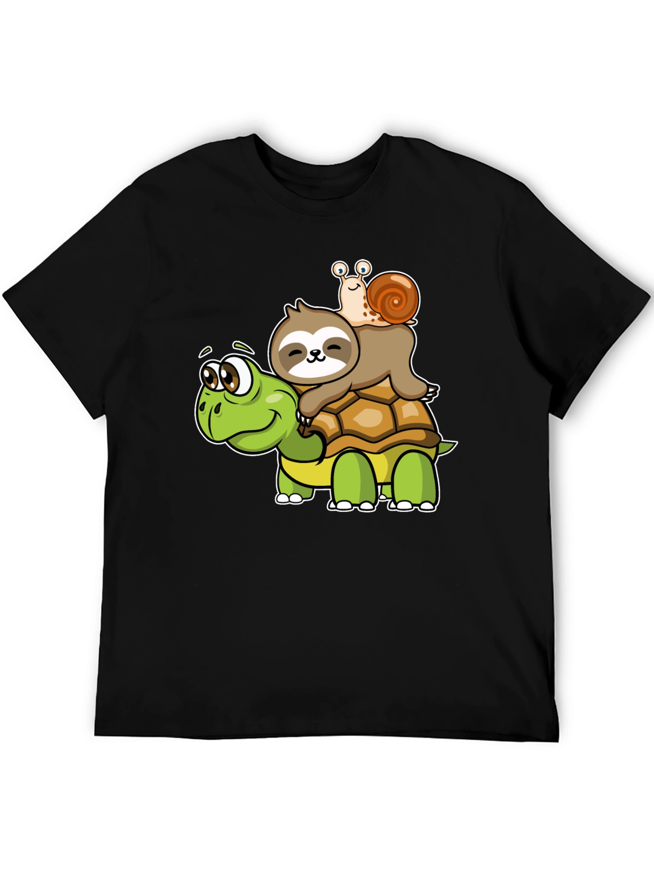 Cartoon Turtle Sloth Snail Graphic Tee