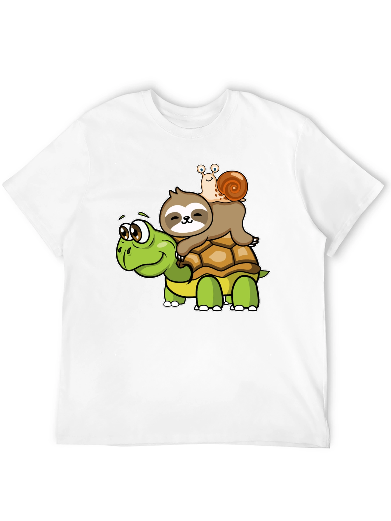 Cartoon Turtle Sloth Snail Graphic Tee