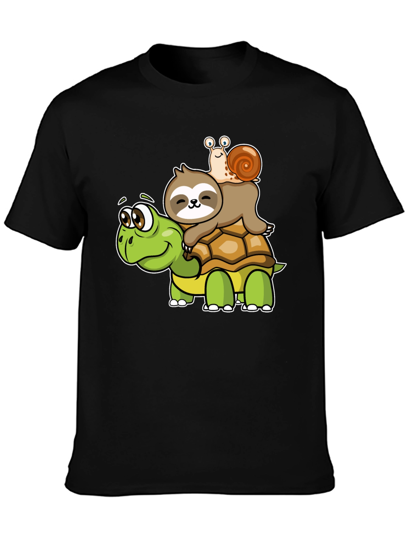 Cartoon Turtle Sloth Snail Graphic Tee