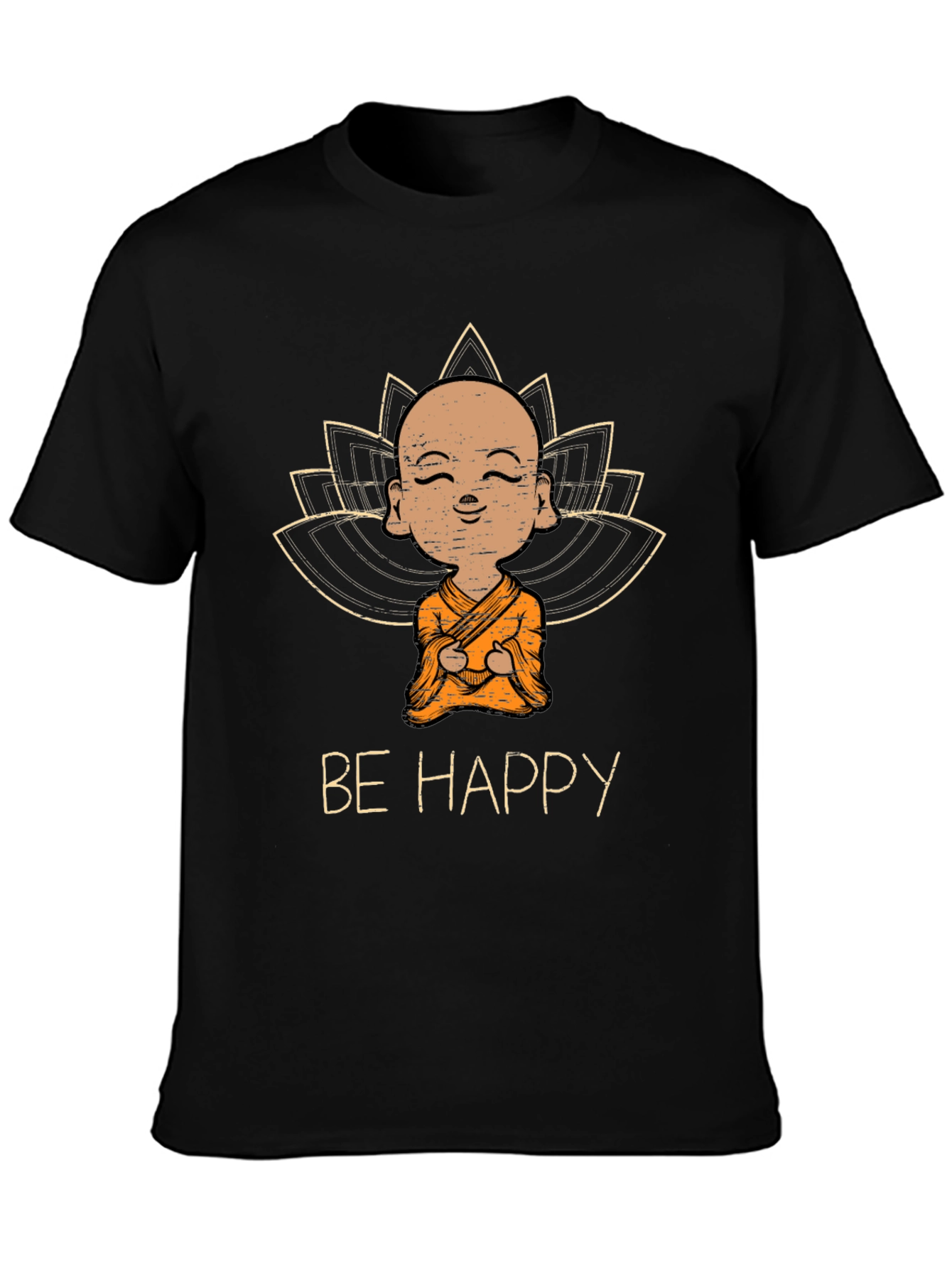 Be Happy Monk Graphic Tee - Black
