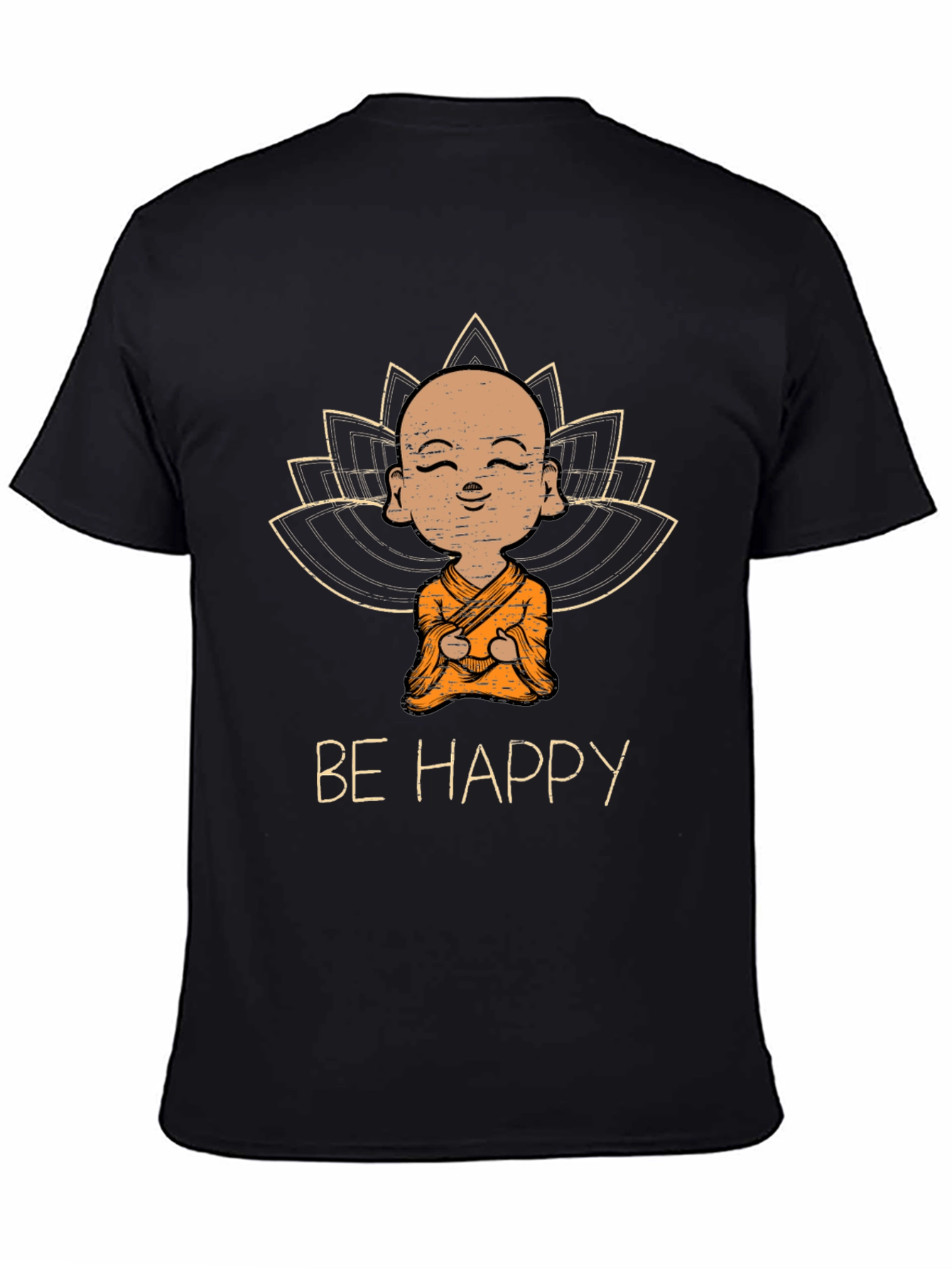 Be Happy Monk Graphic Tee - Black