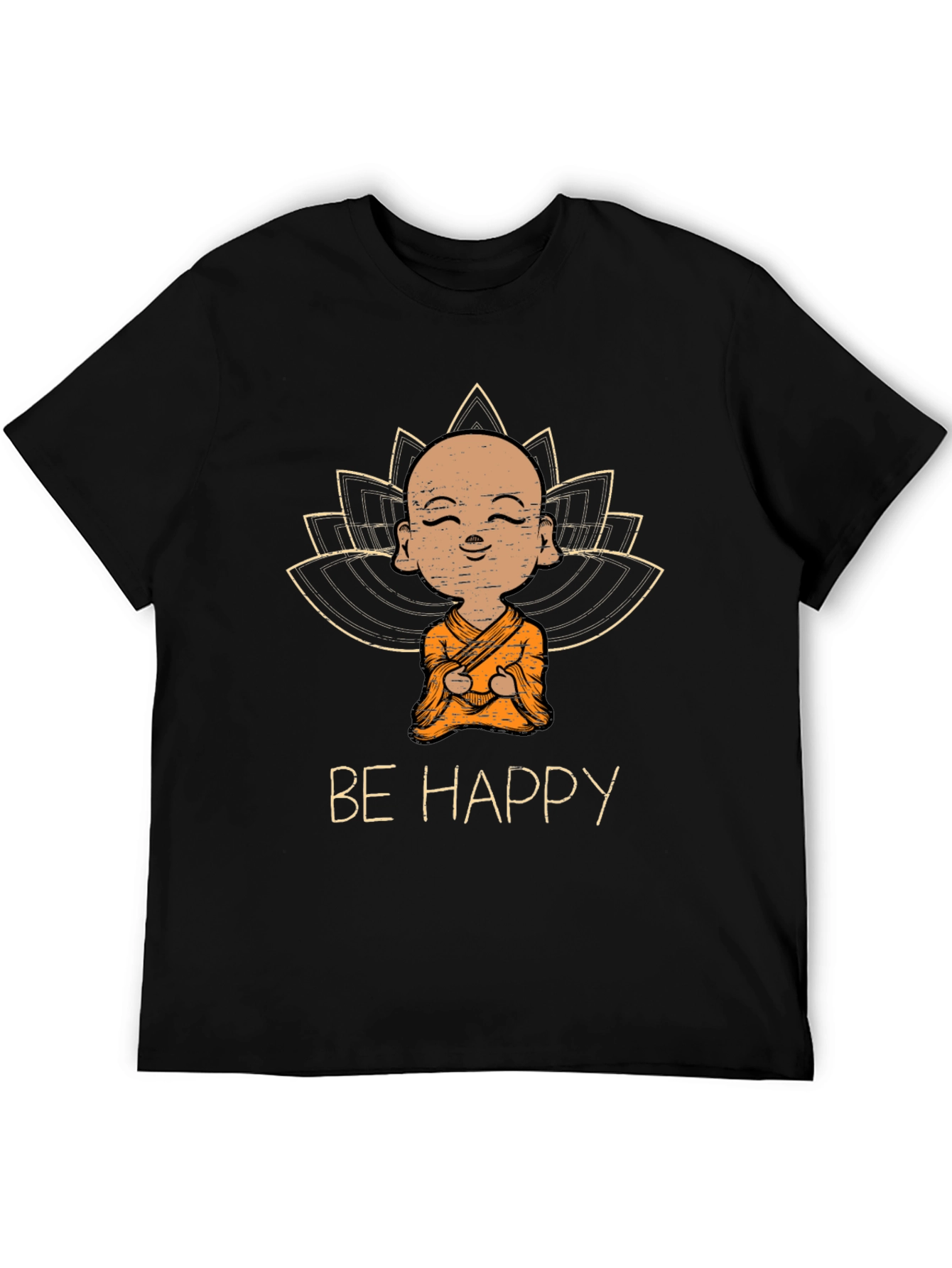 Be Happy Monk Graphic Tee - Black