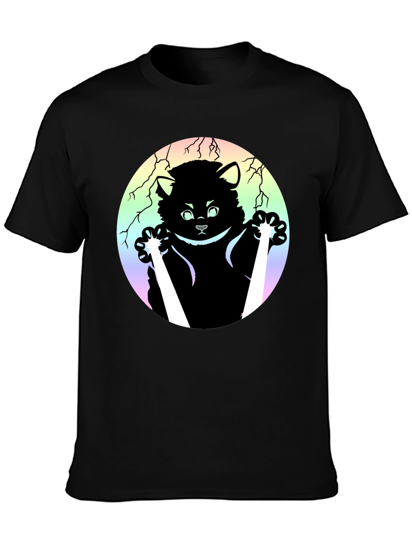 Kawaii Cat & Dagger Graphic Tee - Black
