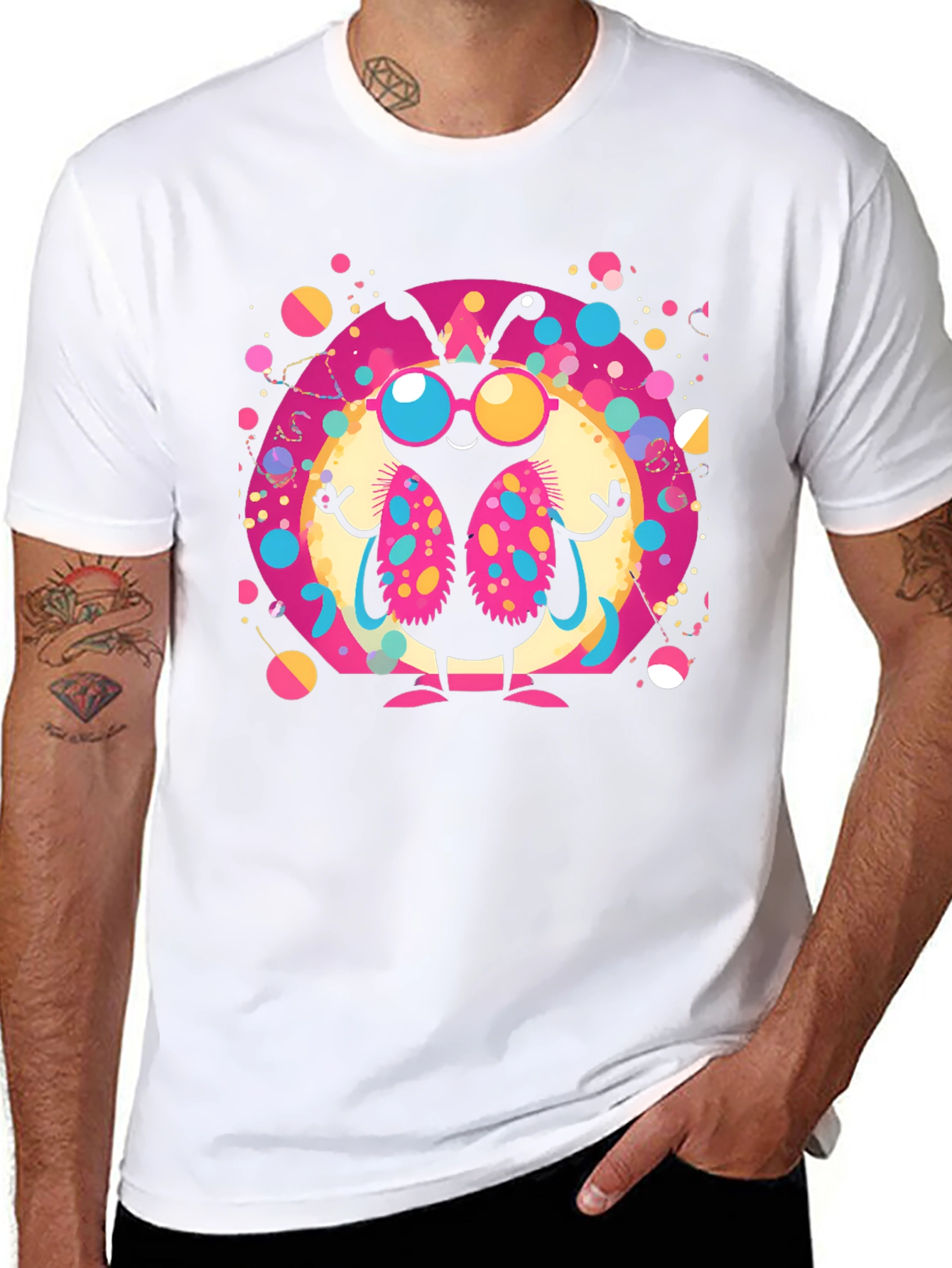 Funky Butterfly Graphic Tee - Black Cotton T-Shirt