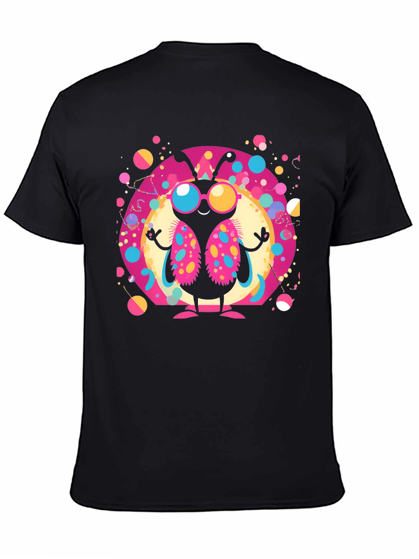 Funky Butterfly Graphic Tee - Black Cotton T-Shirt