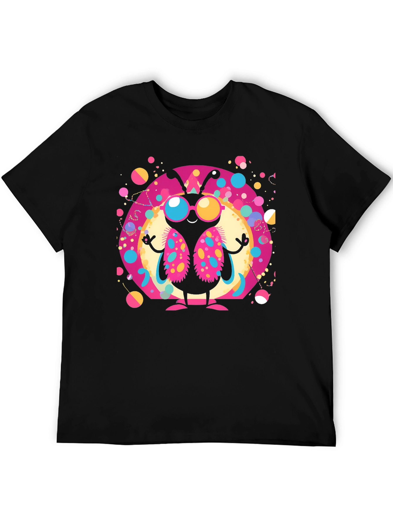 Funky Butterfly Graphic Tee - Black Cotton T-Shirt