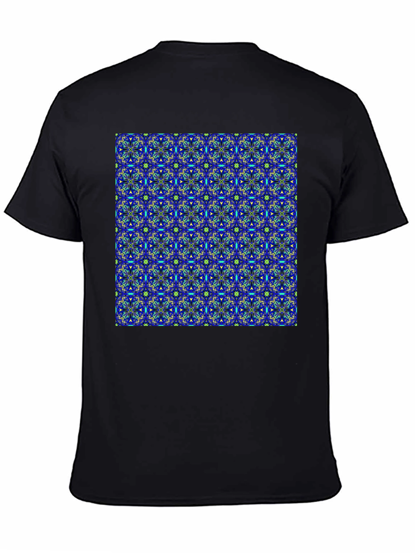 Abstract Floral Pattern Black T-Shirt