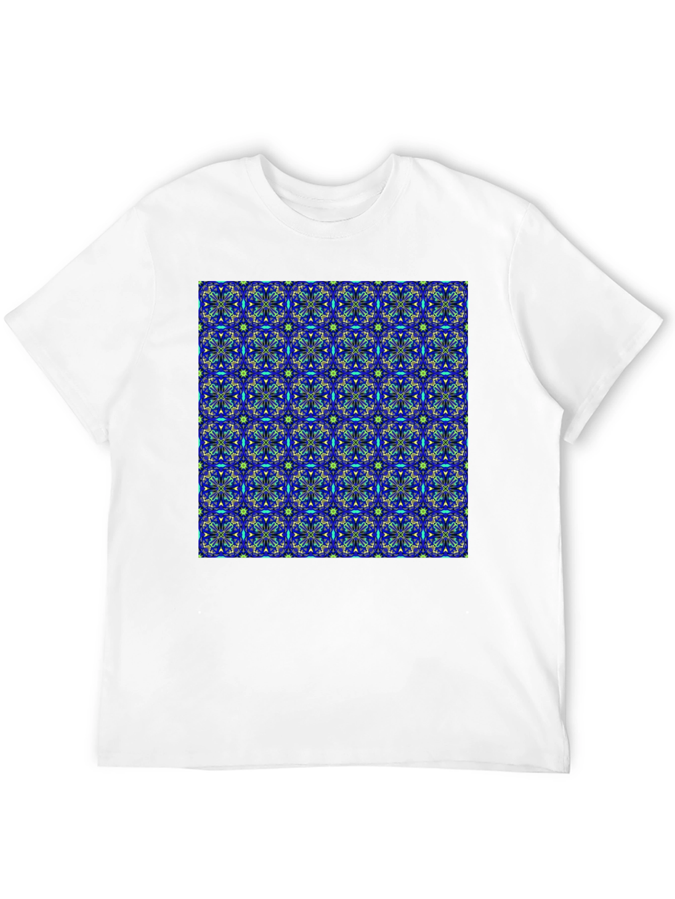 Abstract Floral Pattern Black T-Shirt