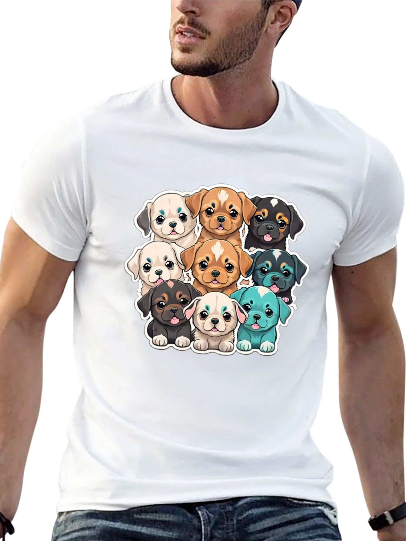 Cute Puppy Pile Graphic T-Shirt