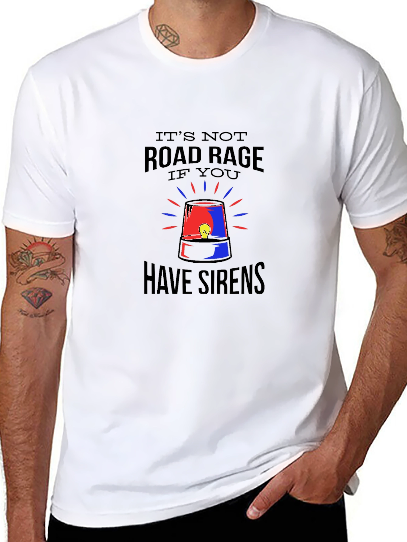 Road Rage Sirens Black Graphic T-Shirt