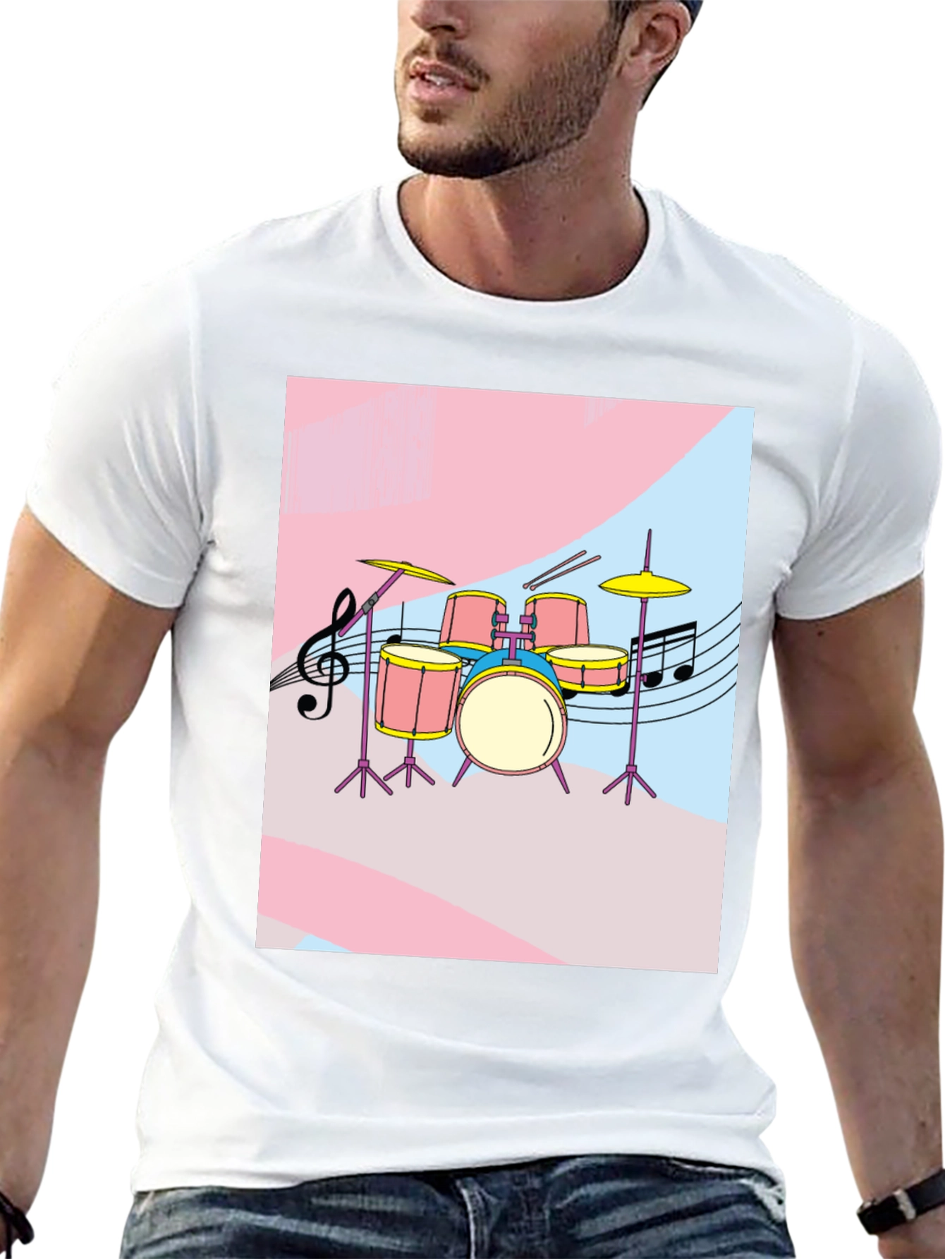 Musical Drum Set Graphic Tee - Black