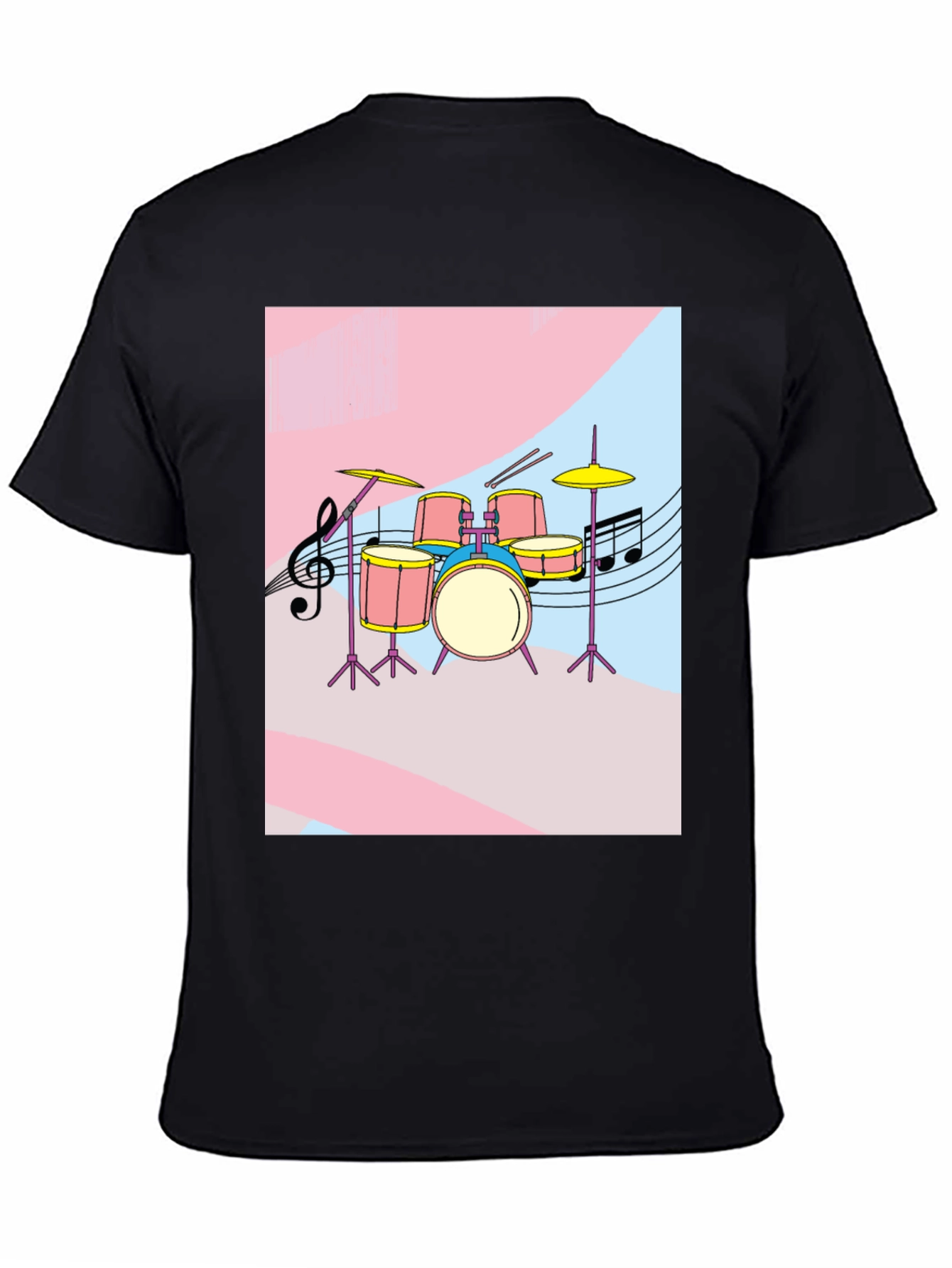 Musical Drum Set Graphic Tee - Black