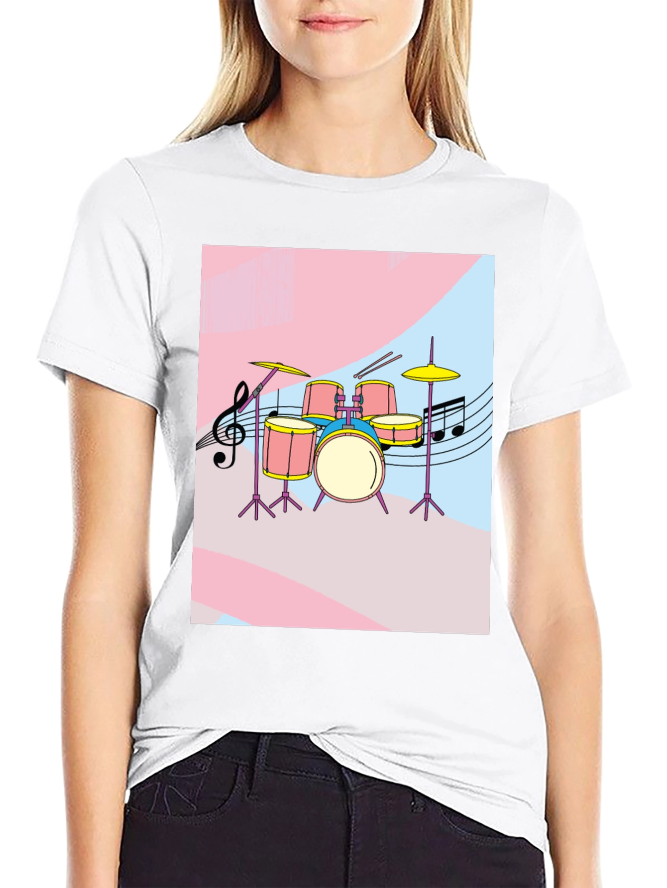 Musical Drum Set Graphic Tee - Black