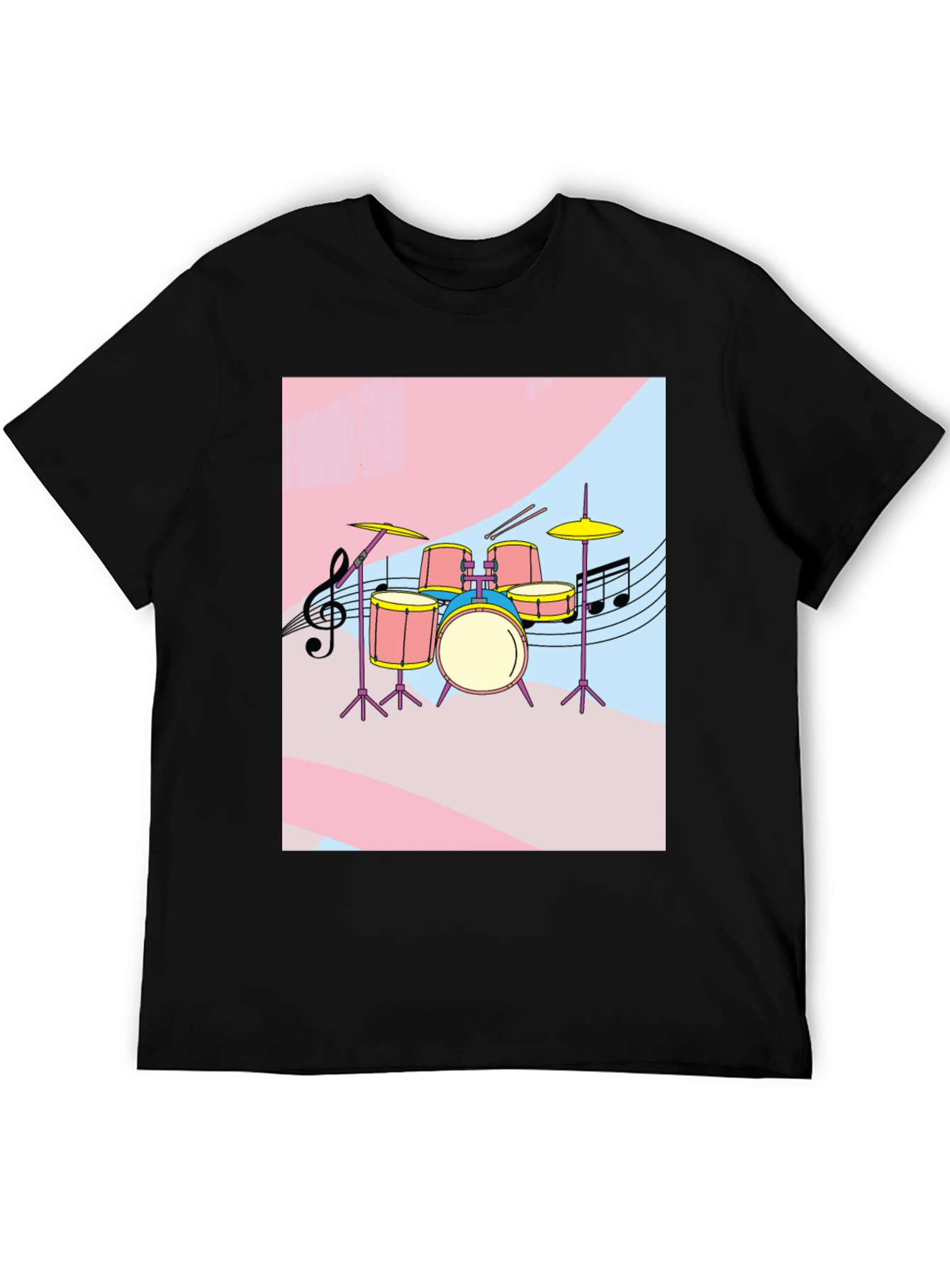 Musical Drum Set Graphic Tee - Black