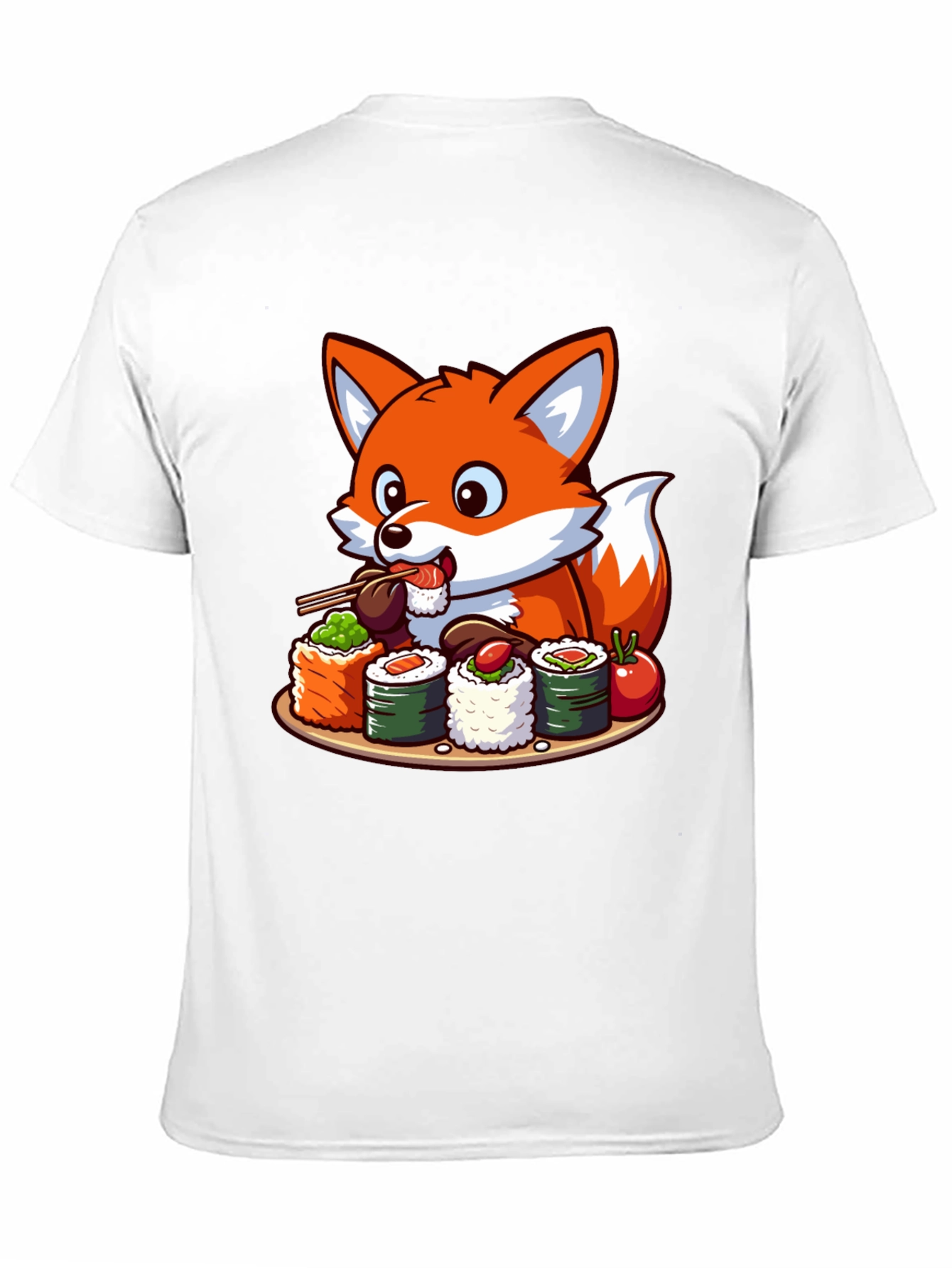 Fox Loves Sushi Graphic T-Shirt - Unisex Casual Tee