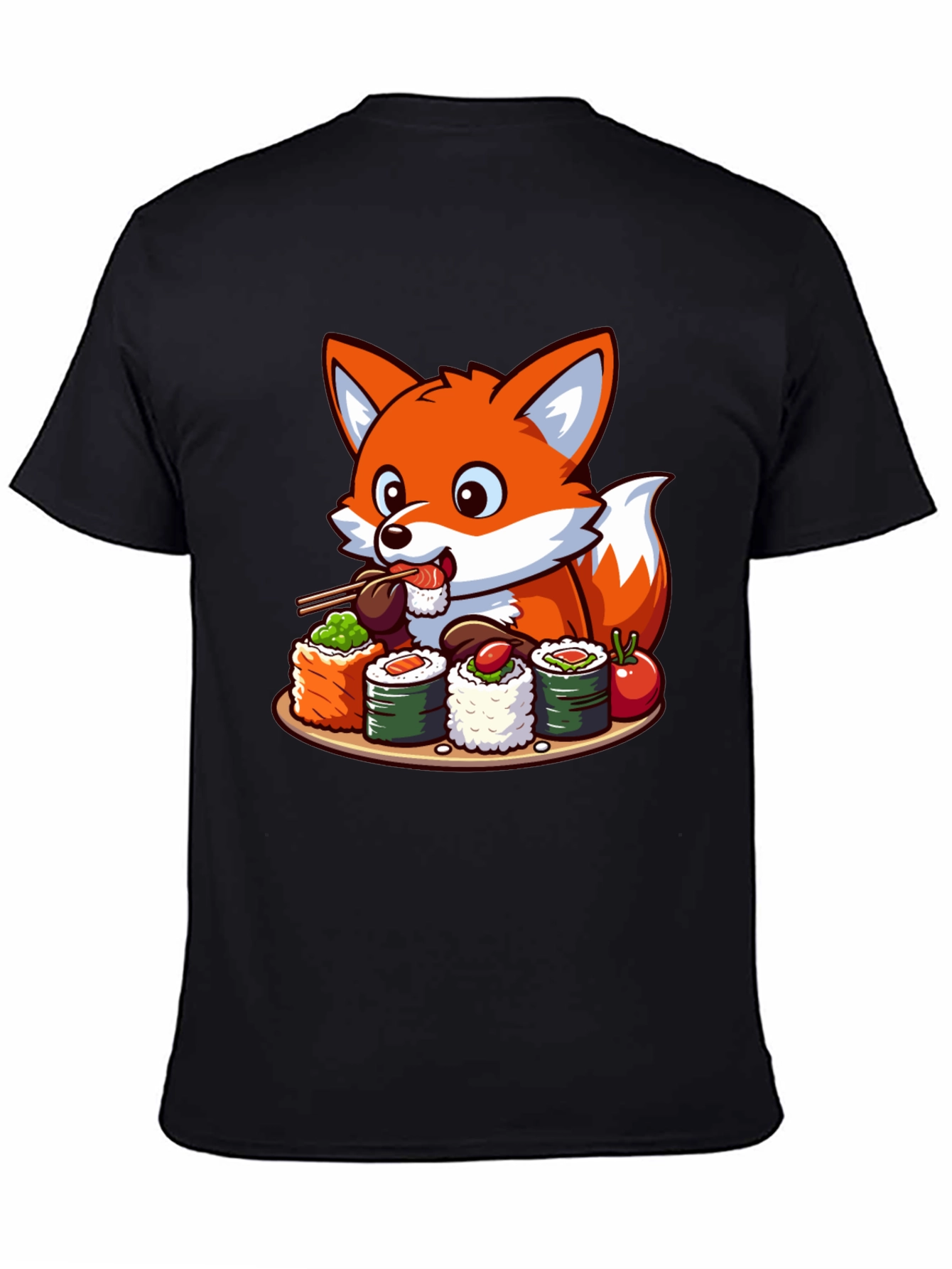 Fox Loves Sushi Graphic T-Shirt - Unisex Casual Tee